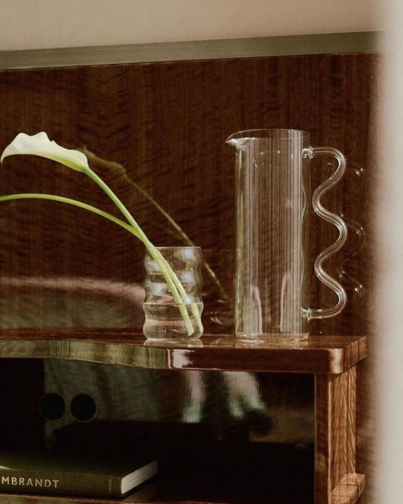 Wave Pitcher by Sophie Lou Jacobsen | The Oblist — clear glass, modern design