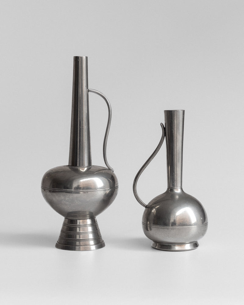 Pair of Pewter Vessels by GAB, Sweden, 1950s | The Oblist — handcrafted metallic design