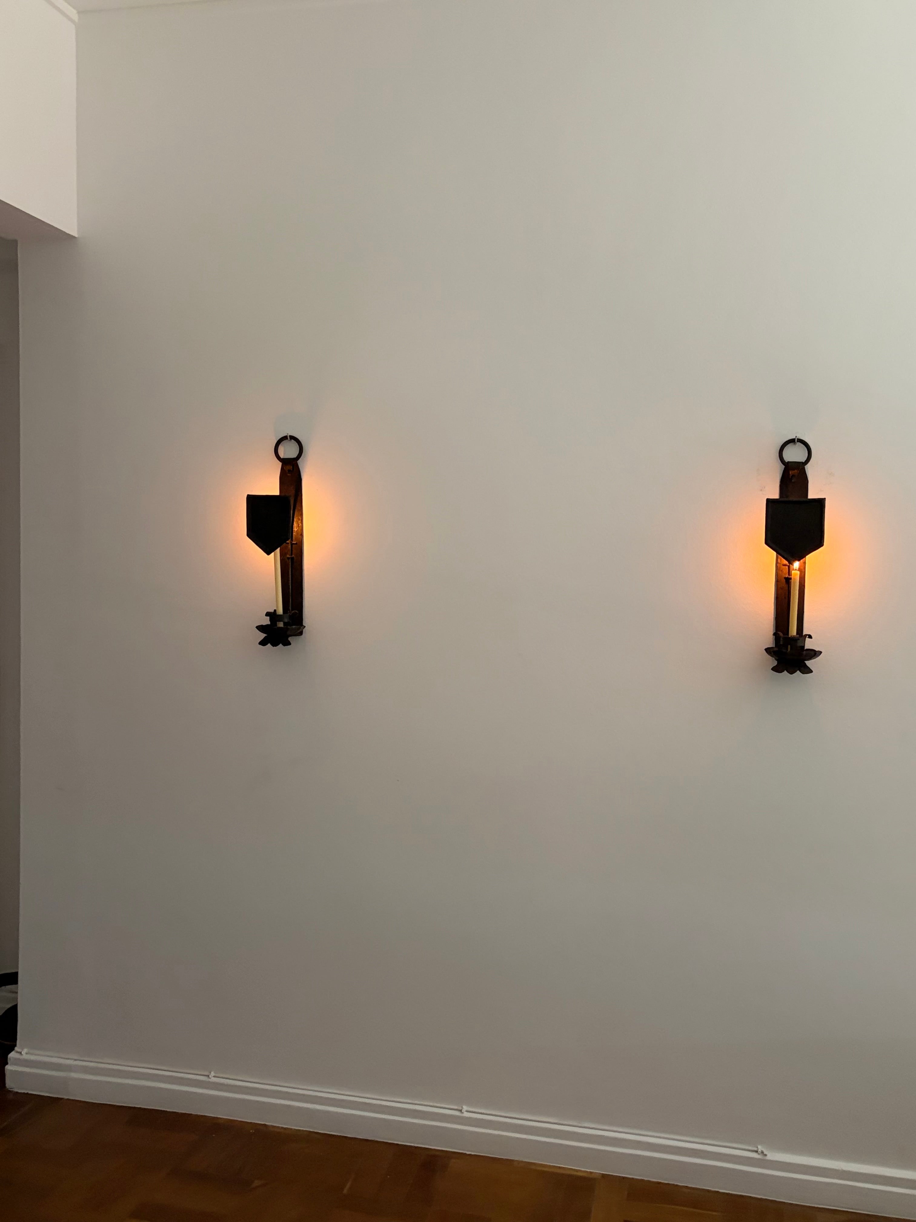 Pair of Hand-Forged Wall Candleholders, Trás-os-Montes, Portugal, c. 1900–1910 — close-up