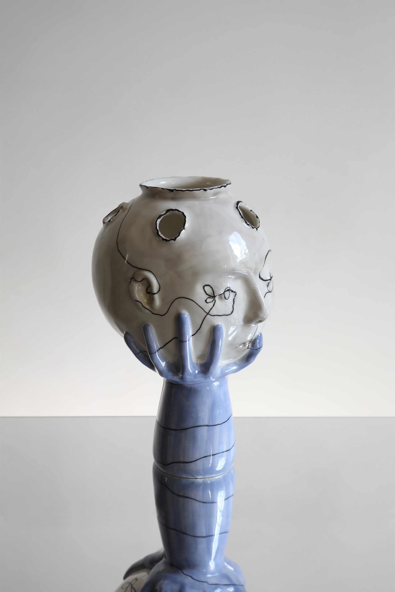 Head in Hands Wish Vase — detail view