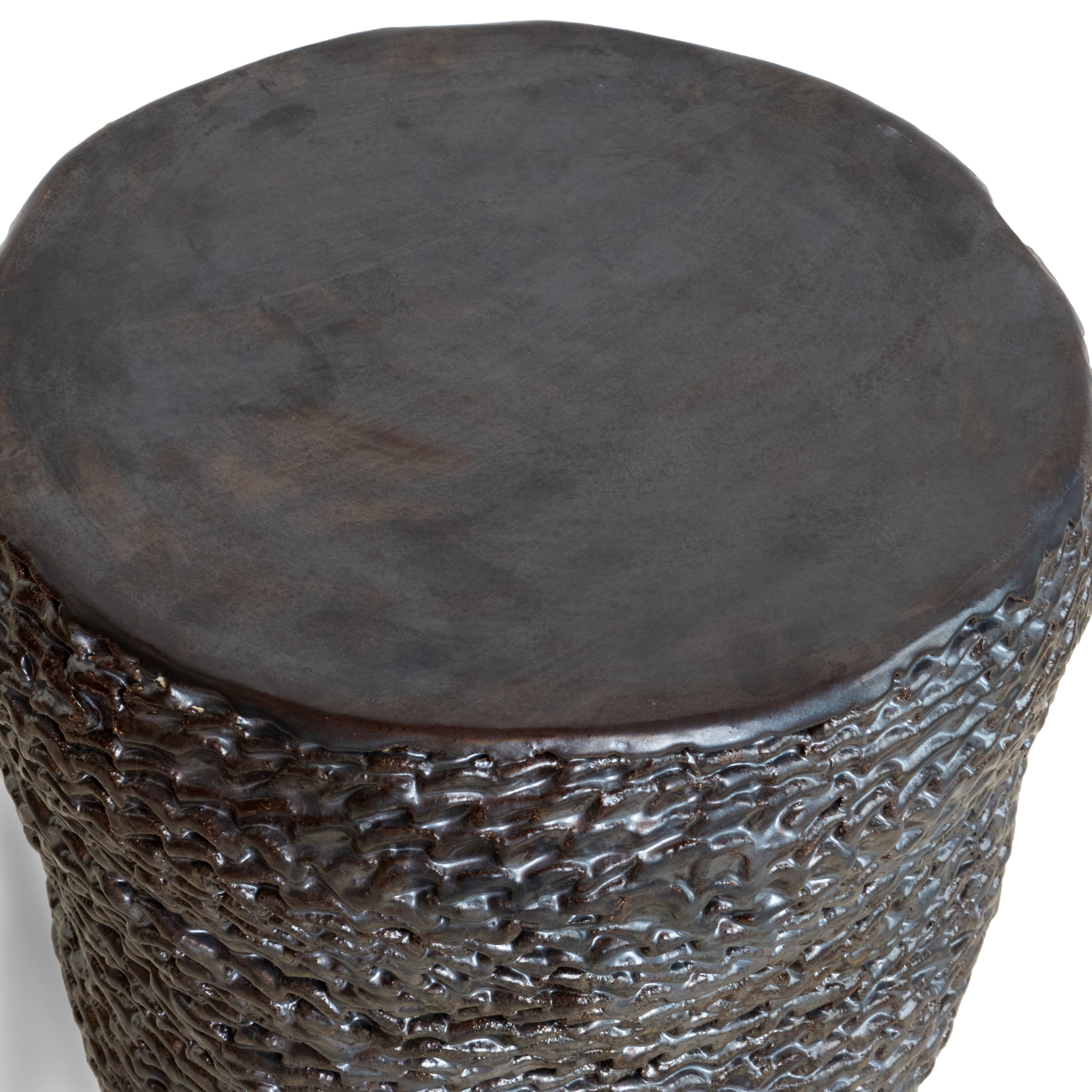 Casa Ceramic Side Table — top view of textured ceramic surface