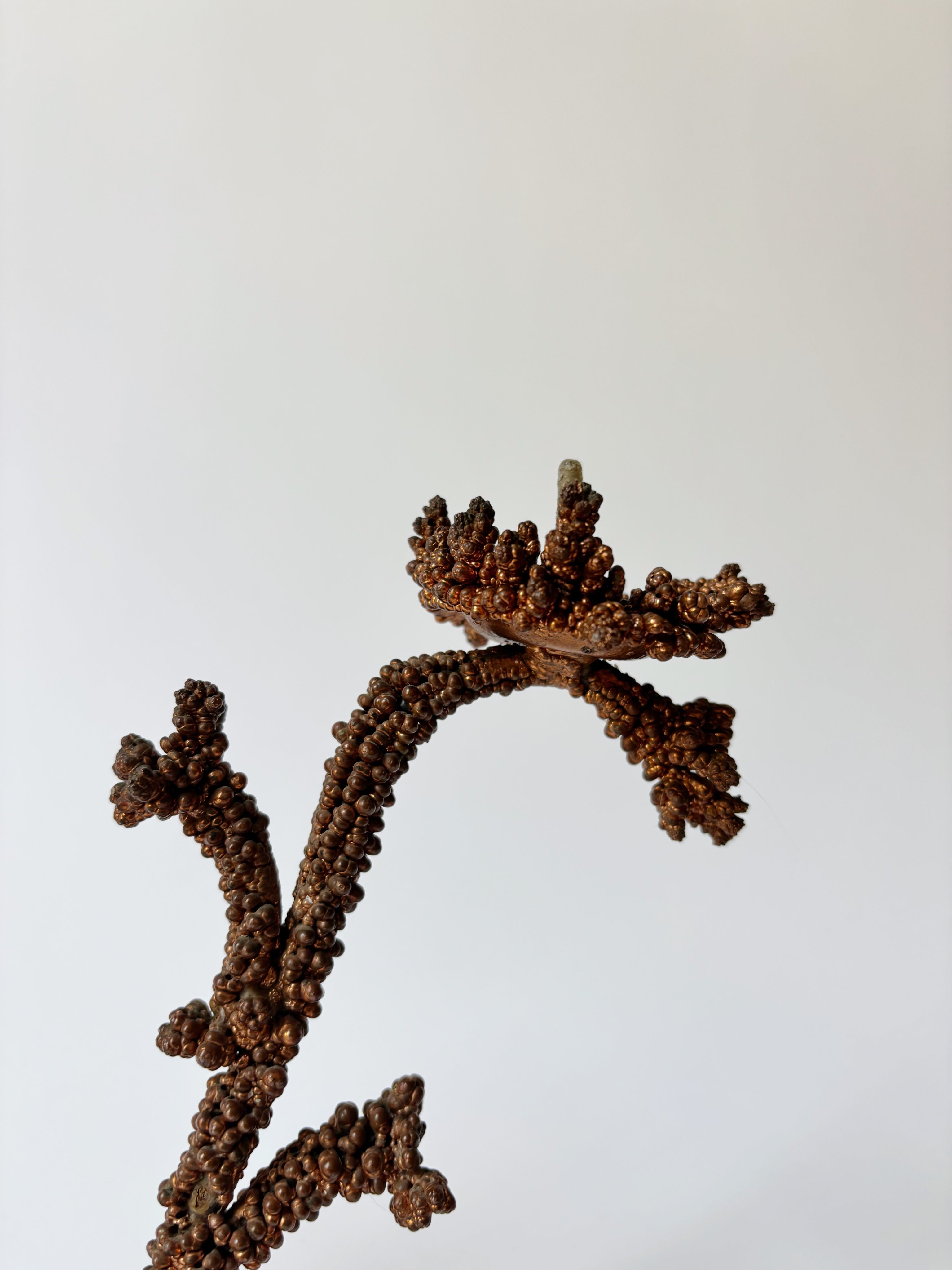 Metal Coral Form Candlestick, Brutalist Folk Art Poland — side angle