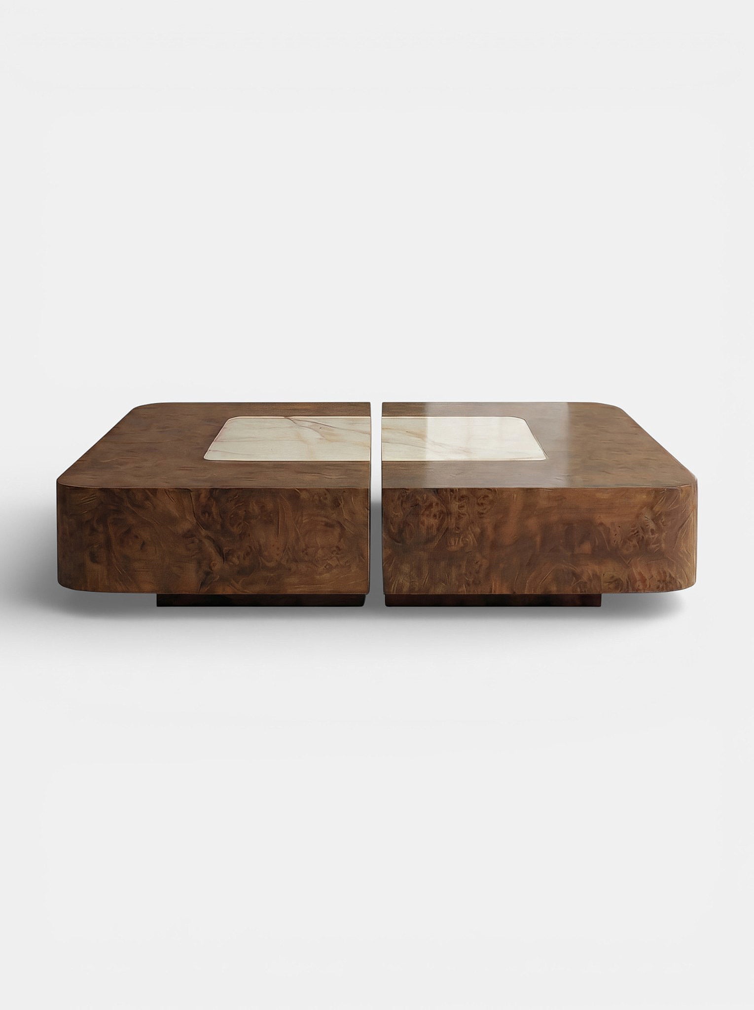 Baci Burl Wood and Shell Onyx Coffee Table by Marbera | The Oblist — handcrafted burl wood, modern design