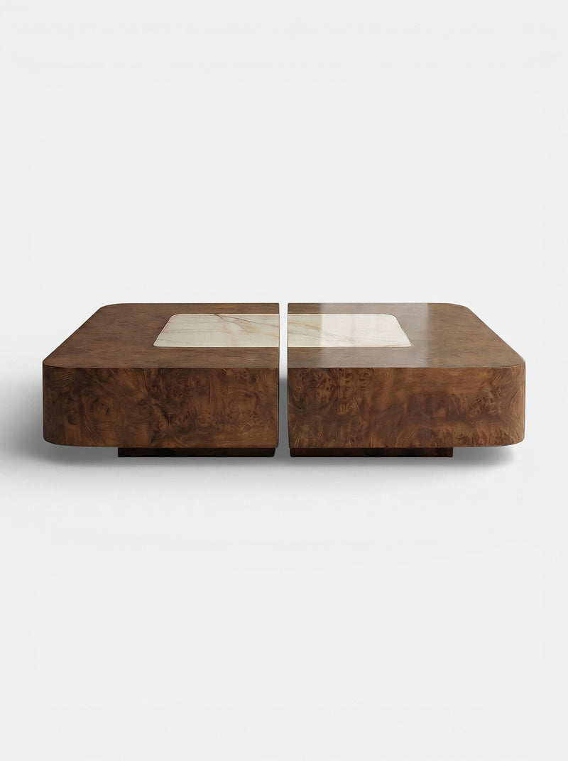 Baci Burl Wood and Shell Onyx Coffee Table by Marbera | The Oblist