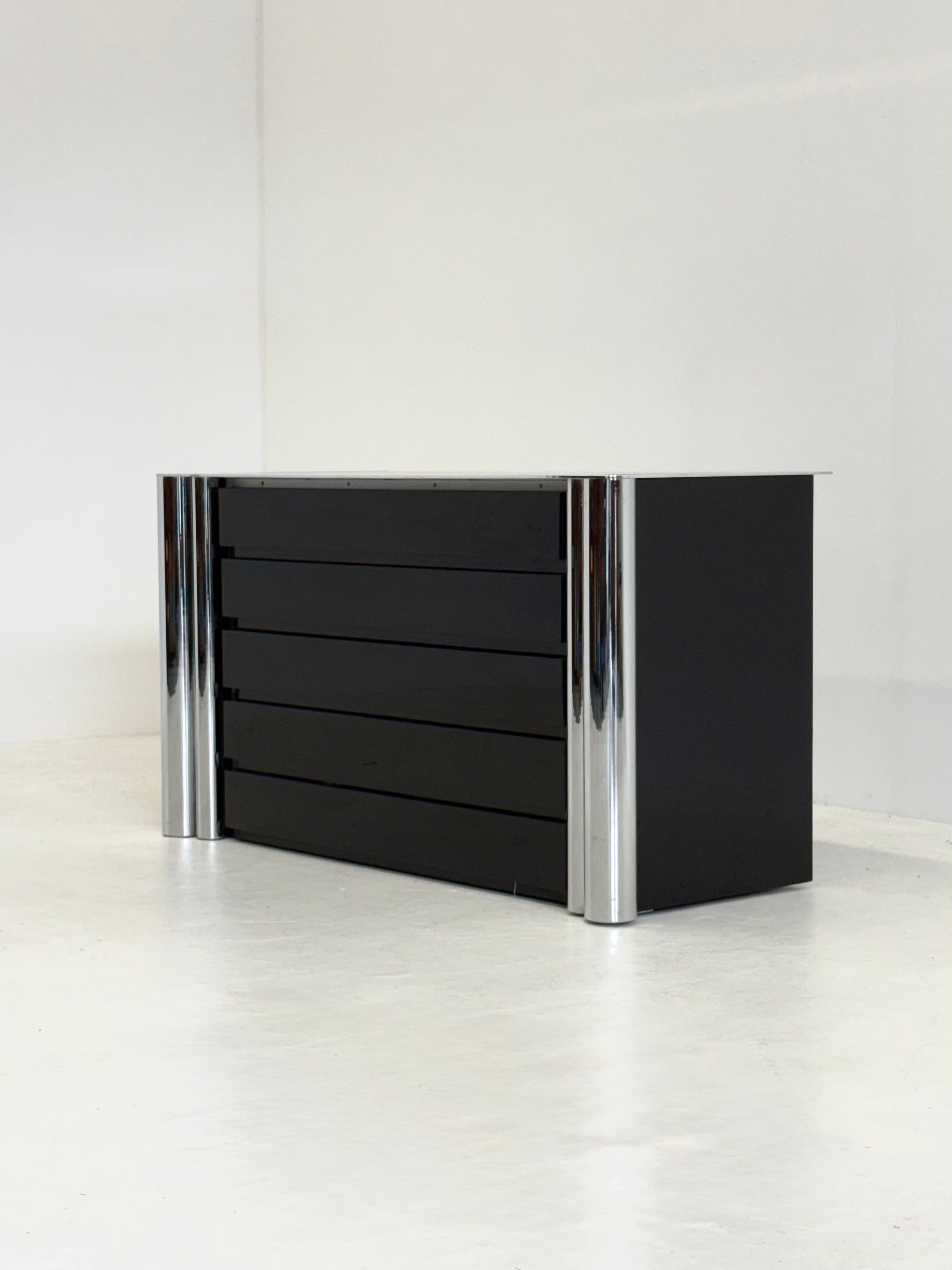 Black sideboard by Antonello Mosca for Cinova — in context