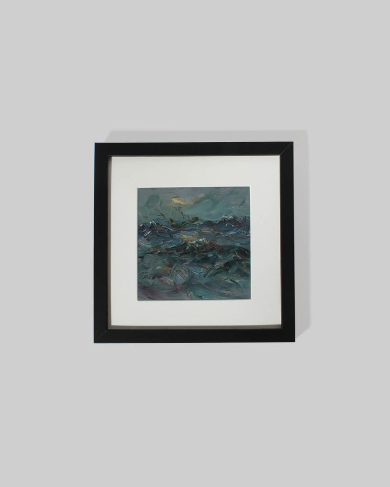 Oil Painting "The Dark Sea", 1960s, Latvia by Vintage Stories | The Oblist — oil on canvas, dark blue tones