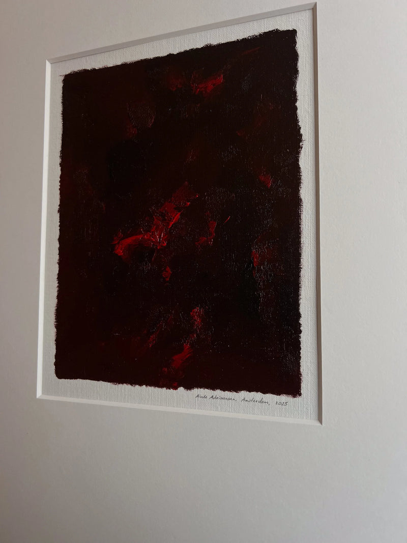 Oil painting on paper - 11 (2025) — close-up of dark red textured surface