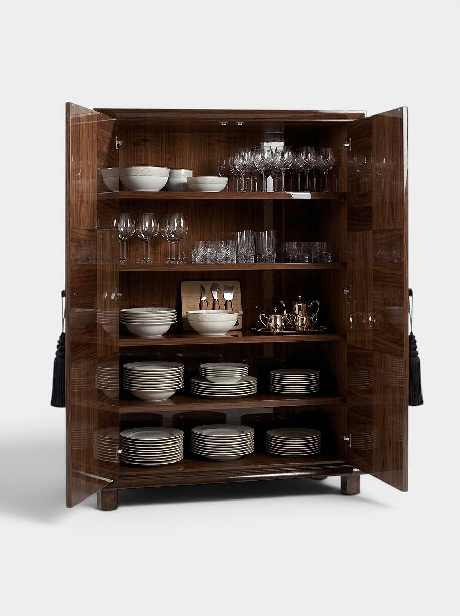 Emilie Travertine And Wood Storage — side angle