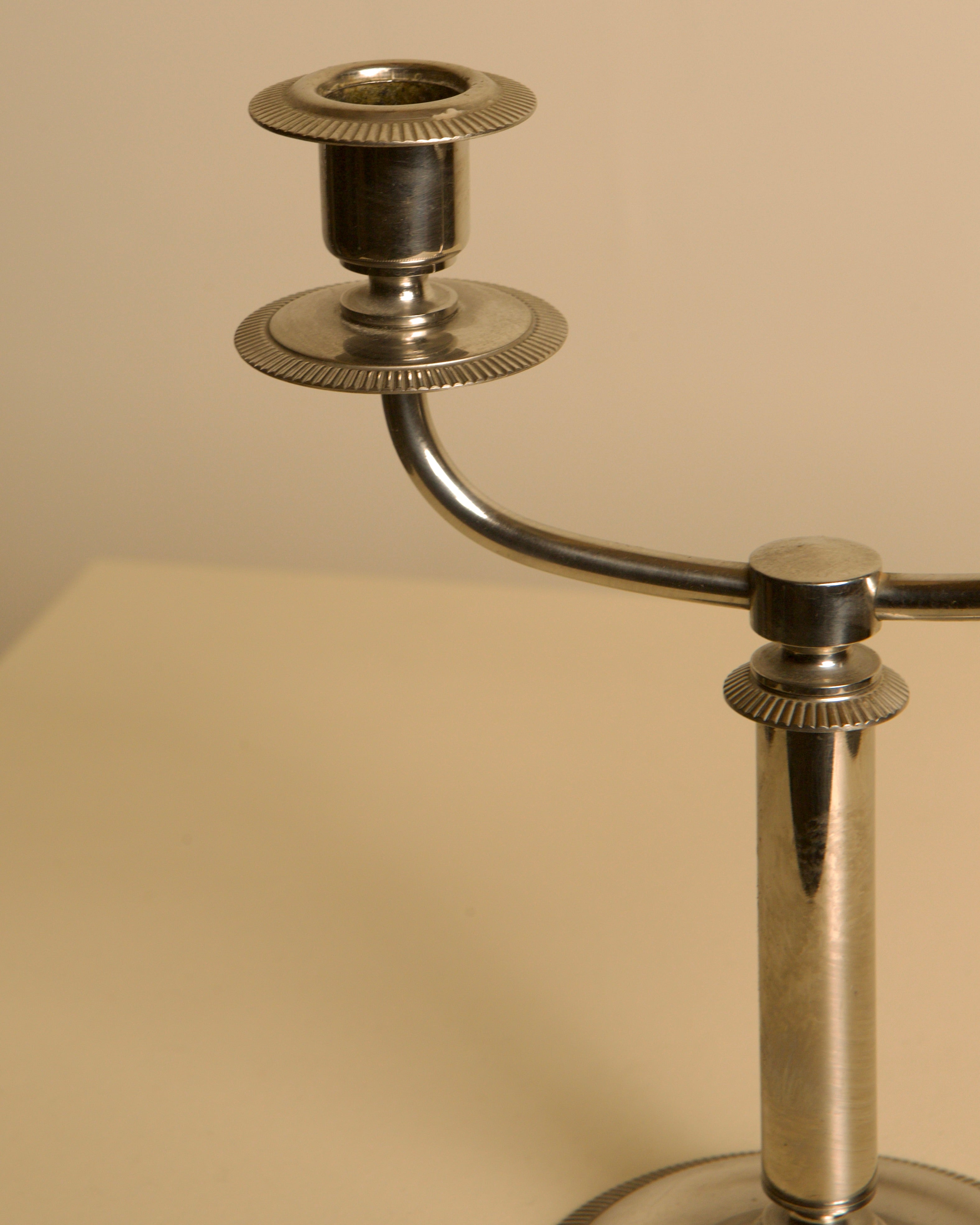 Italian "Duo" Candleholder in Silver Metal 60's by Treaptyque