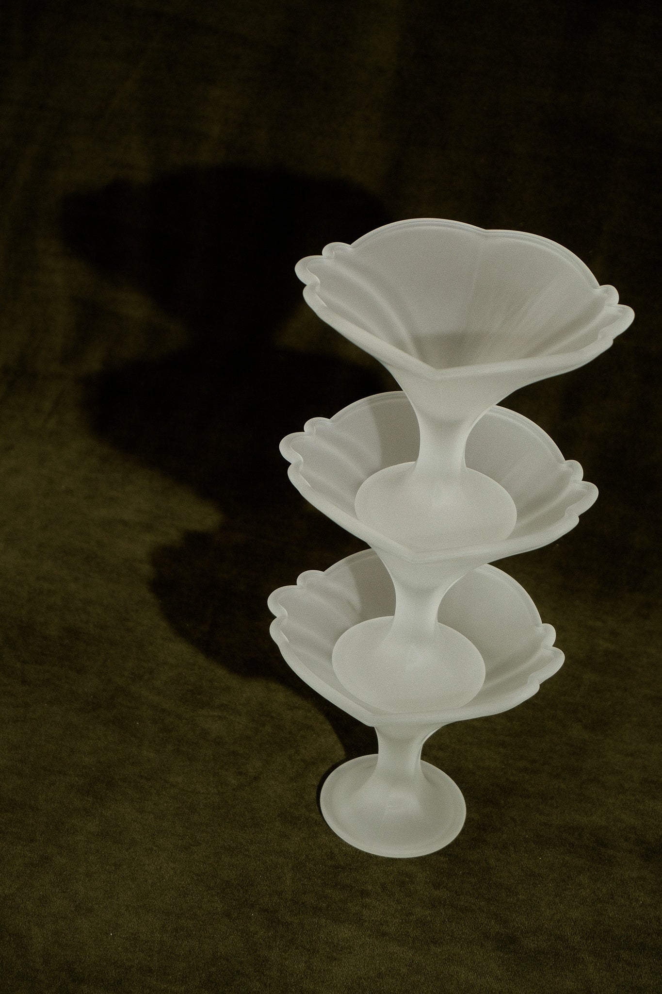Set of 3 Italian Frosted Glass Dessert Cups — lifestyle setting