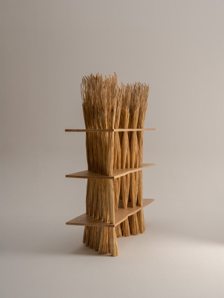 Large Amas Shelf - Ash — close-up of textured ash wood shelves