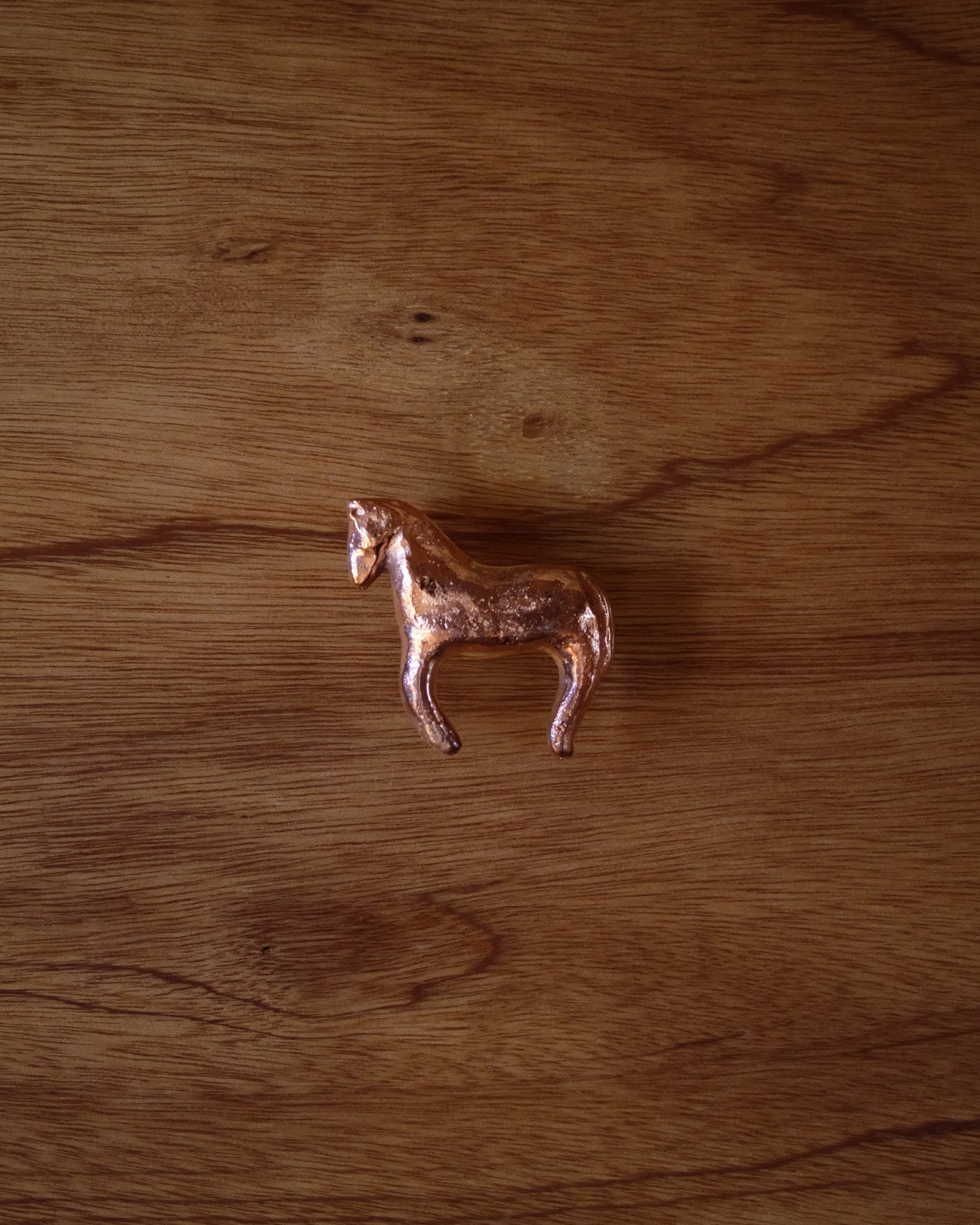 FOAL Cabinet Knob/Wall Hook — top view of copper horse design