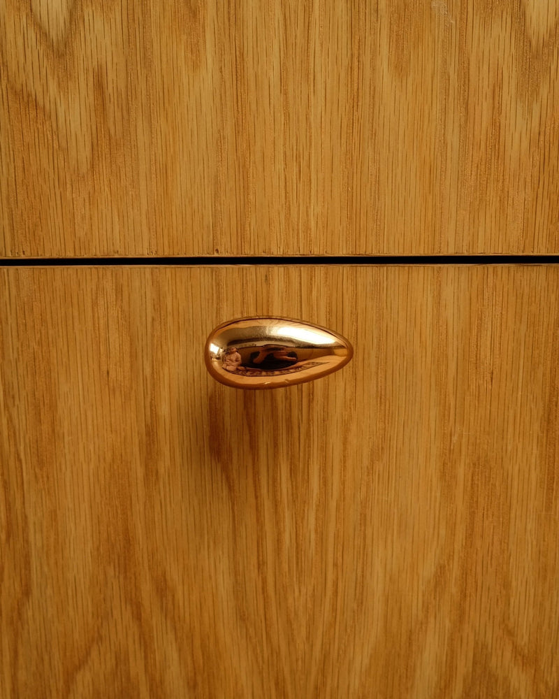 MOMI Cabinet Knob/Wall Hook Long Mini by Maha Alavi | The Oblist — polished metal finish