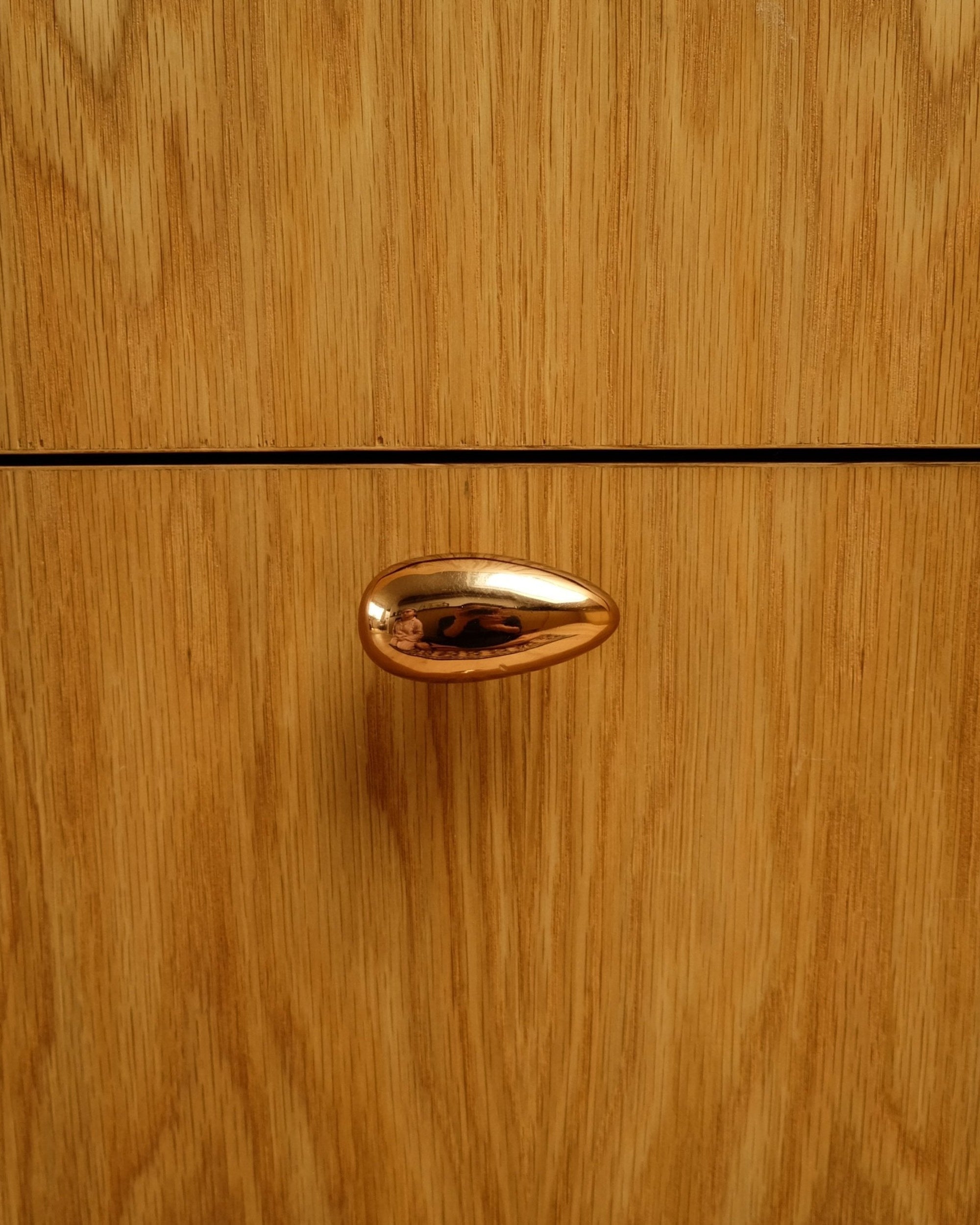 MOMI Cabinet Knob/Wall Hook Long Mini by Maha Alavi | The Oblist — polished metal finish