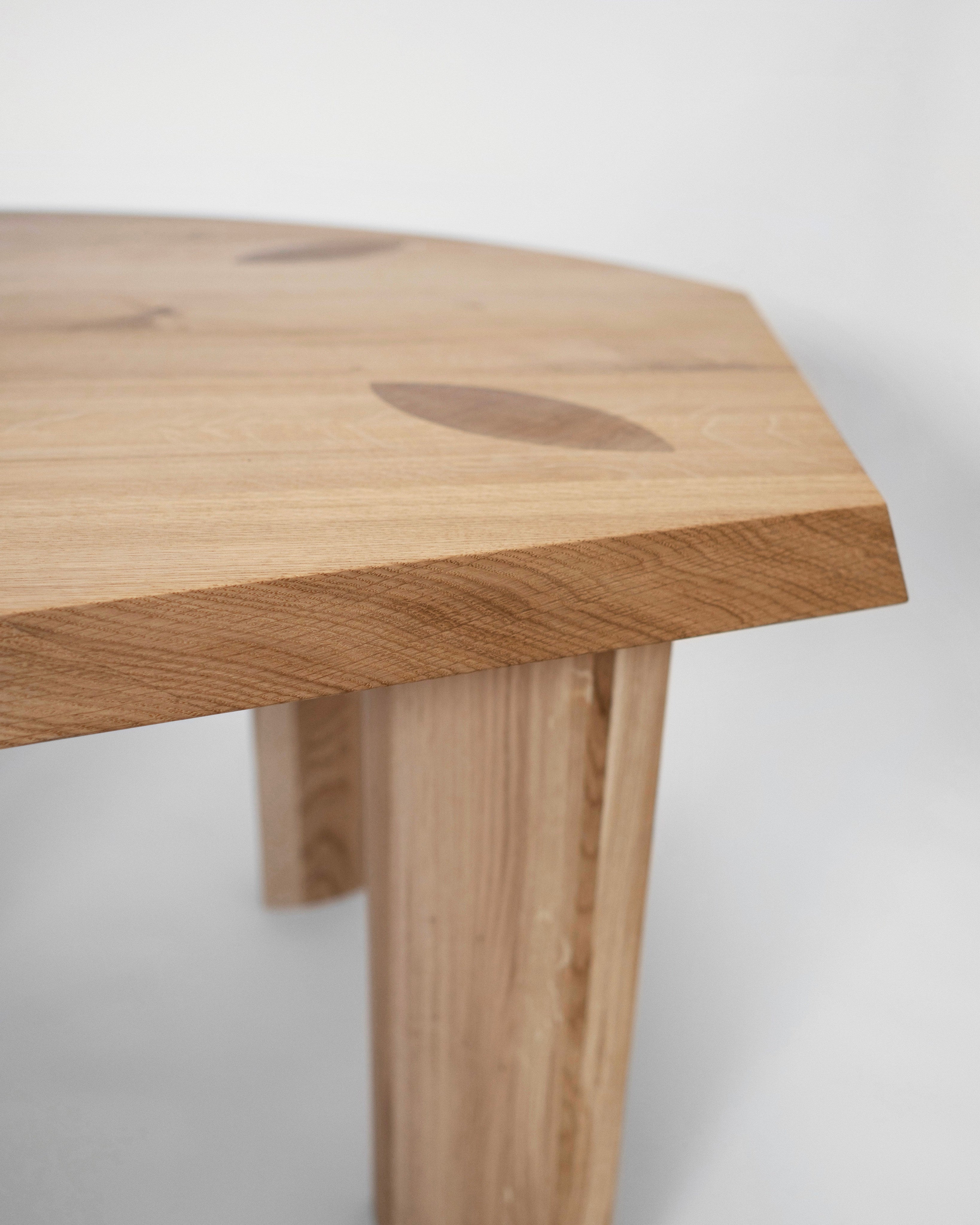 Gilbert Edge Dining Table - Oak — close-up of oak tabletop edge