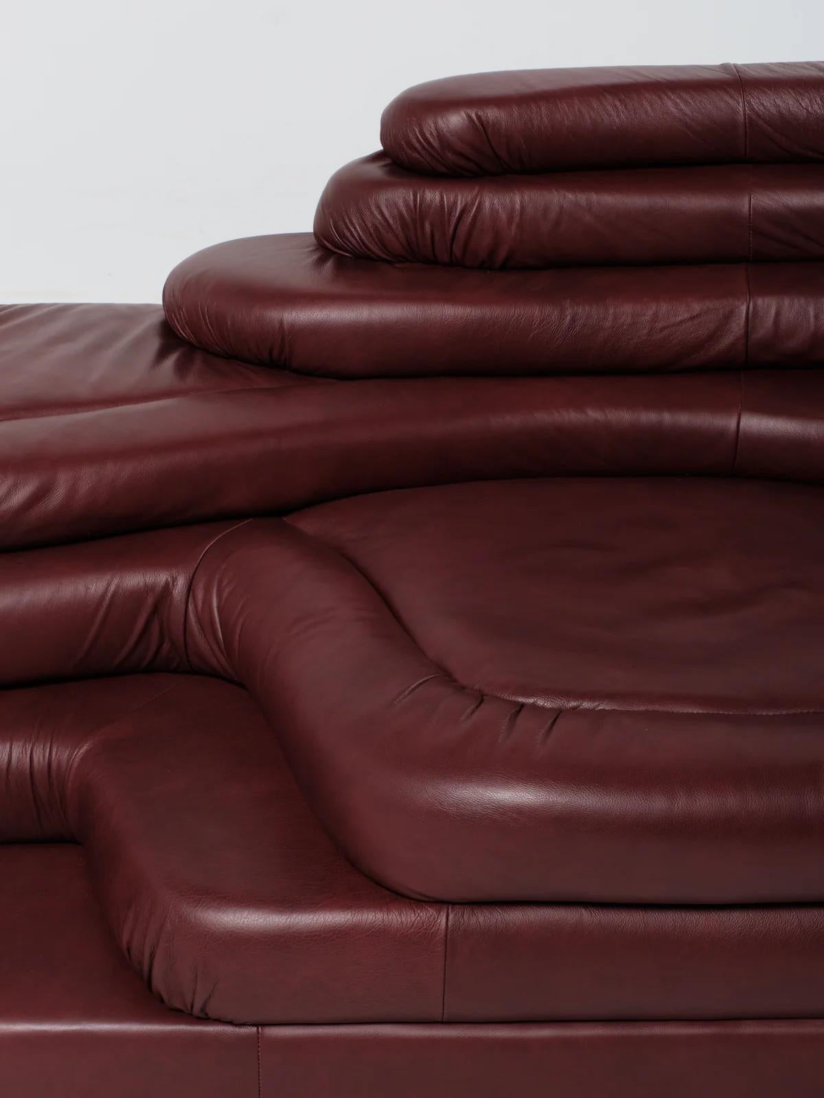 De Sede DS-1025/09 Terrazza by Ubald Klug – Dark Red Leather, 1970s — detail view