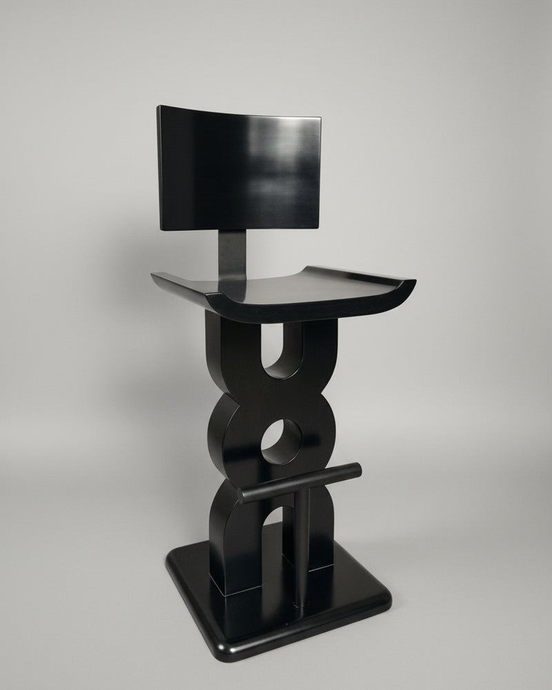 Soro Bar Stool by RIA Design Studio | The Oblist — black lacquered wood, modern design
