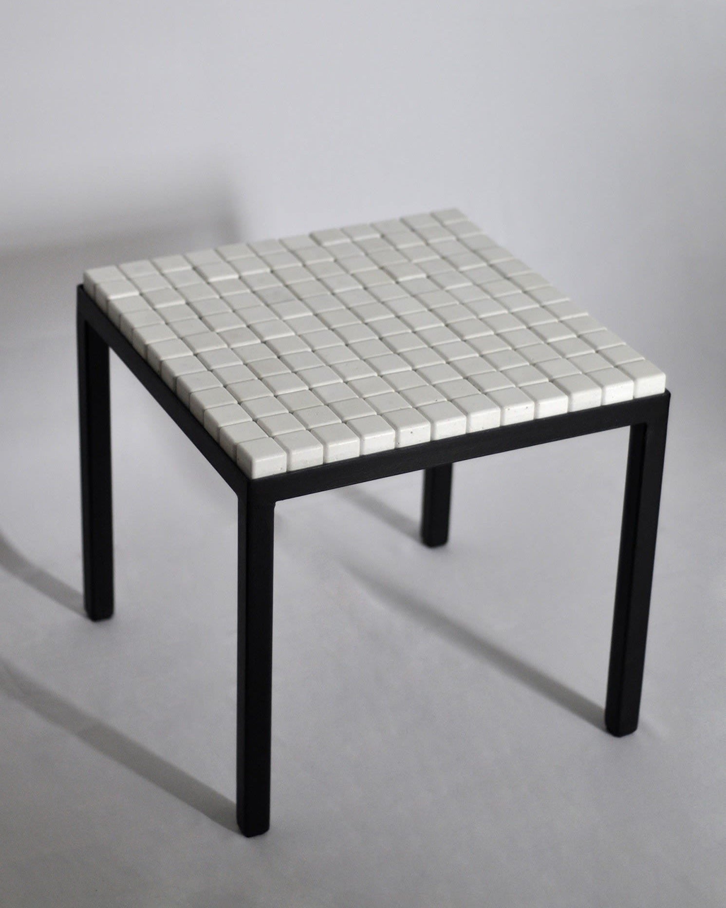 Minimal Concrete Cubes Side Table 'white' by Studio Miriam Loellmann | The Oblist