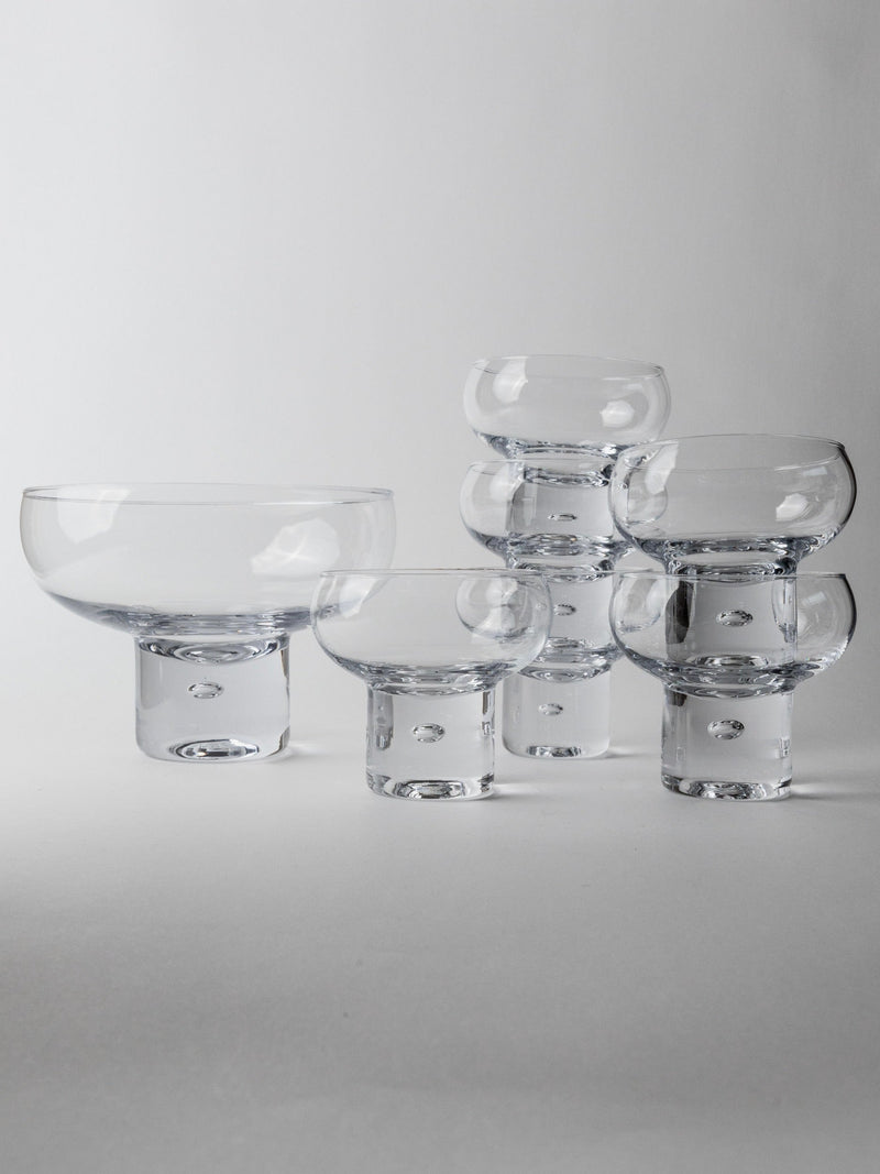Set of 6 Glasses and 1 Bowl by Vicke Lindstrand, Italy 1960s | The Oblist — clear glass, vintage design