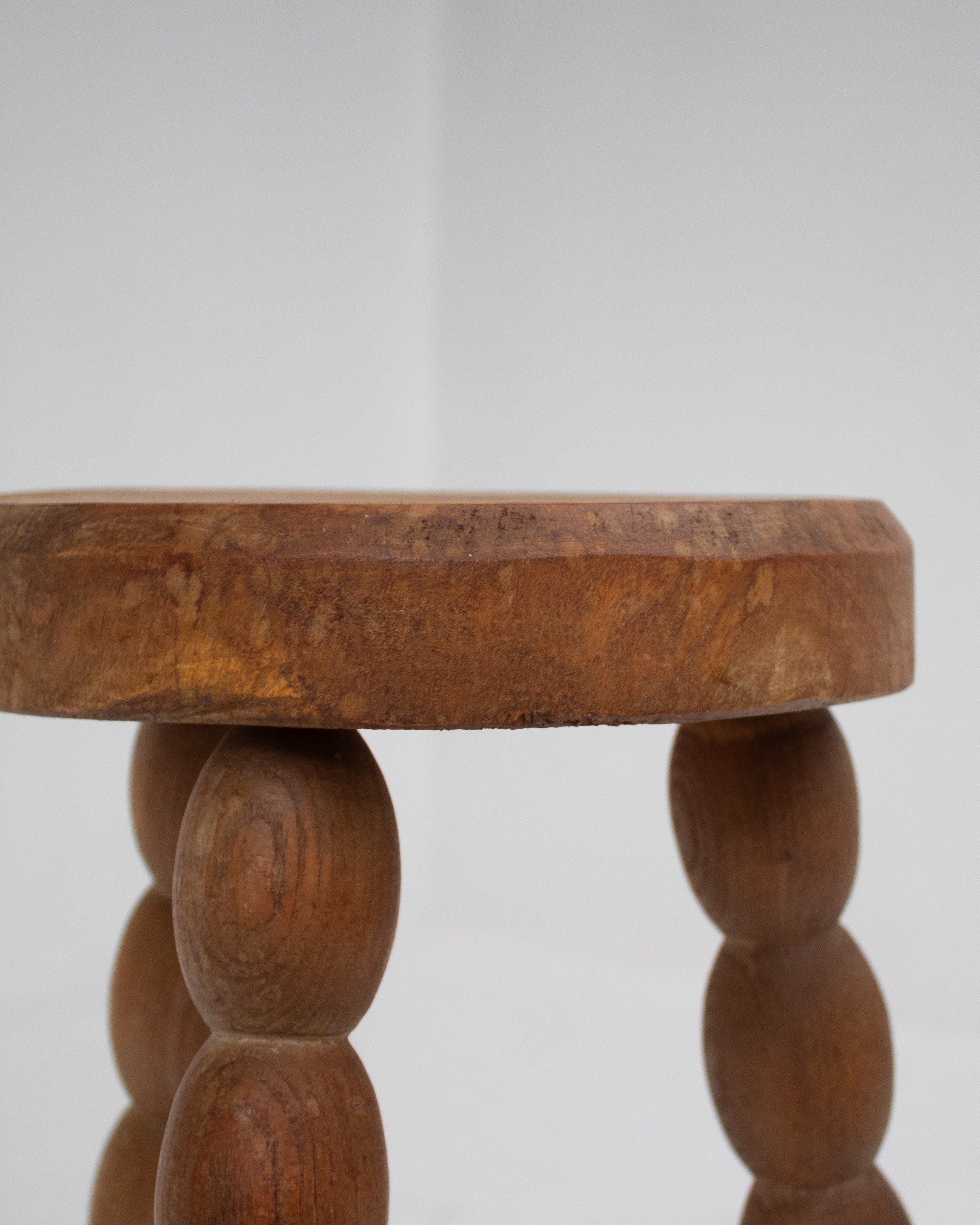 French Bobbin Leg Wooden Stool, 1950s