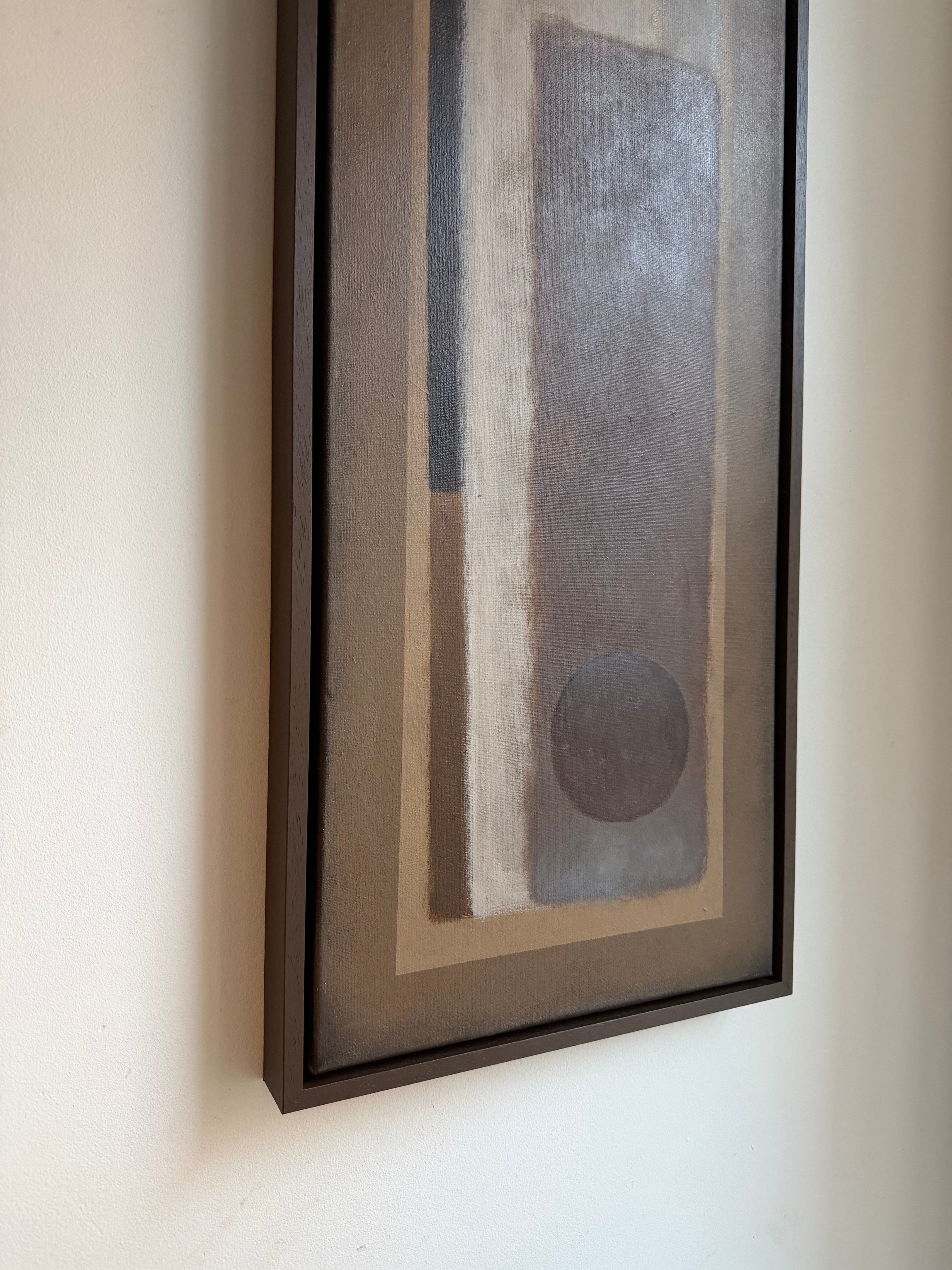 Mauve Sunset - Wood and Linen Painting — angled view highlighting earthy tones