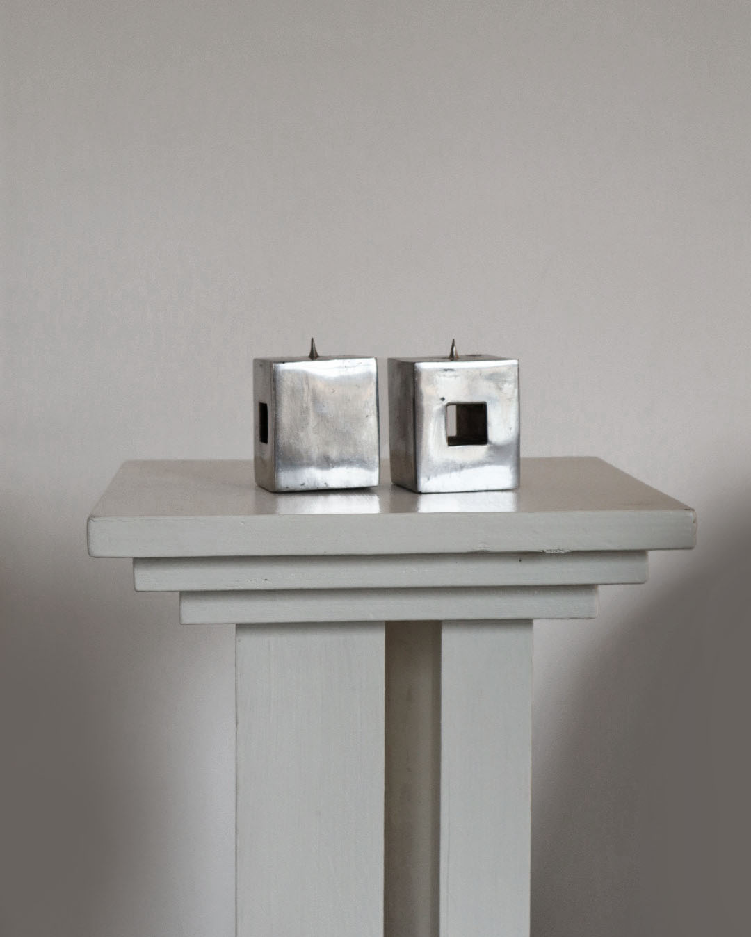 Cube candlestick holders — side angle