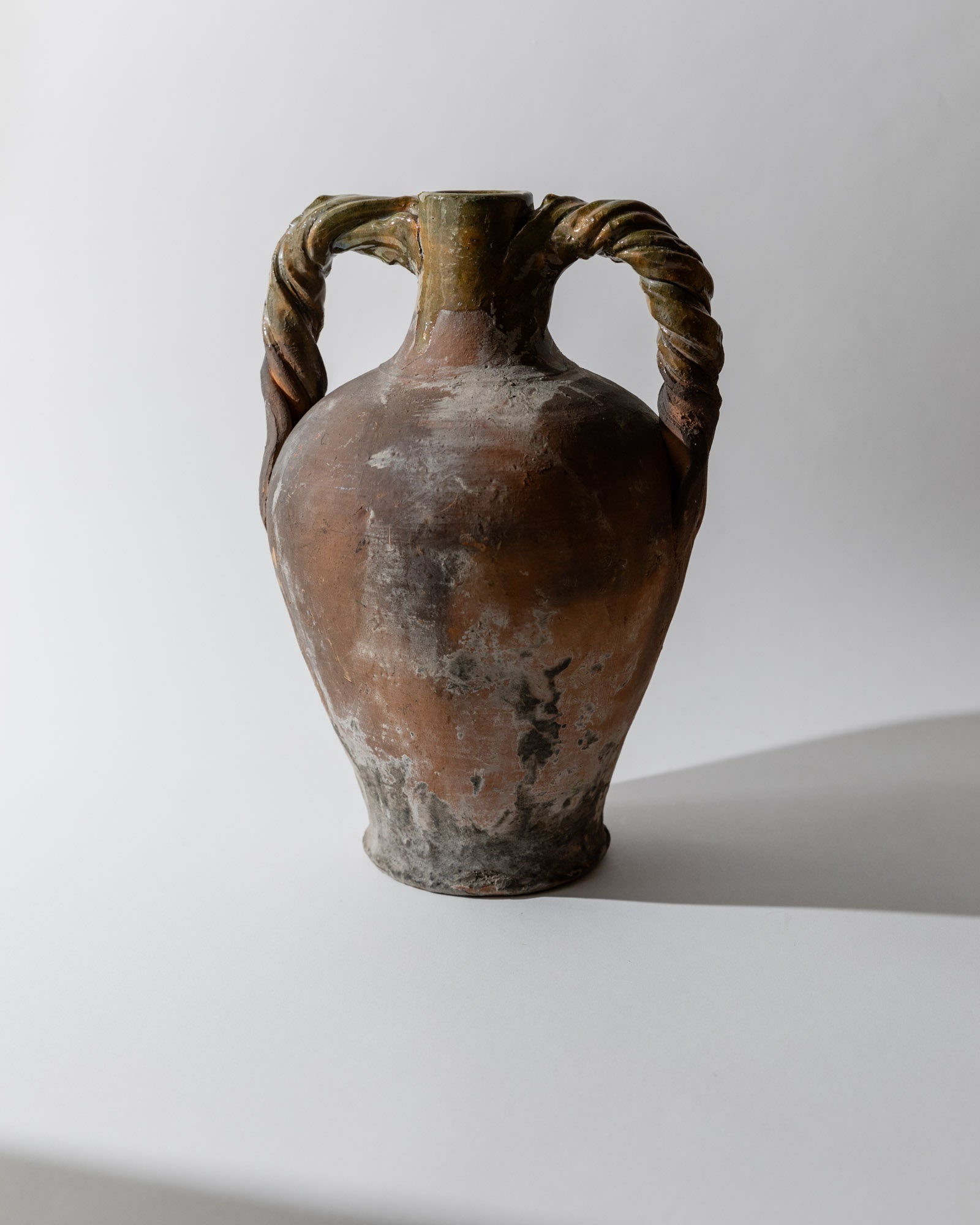 Antique 18th Century Terracotta Amphora — back view showing textured surface and handles
