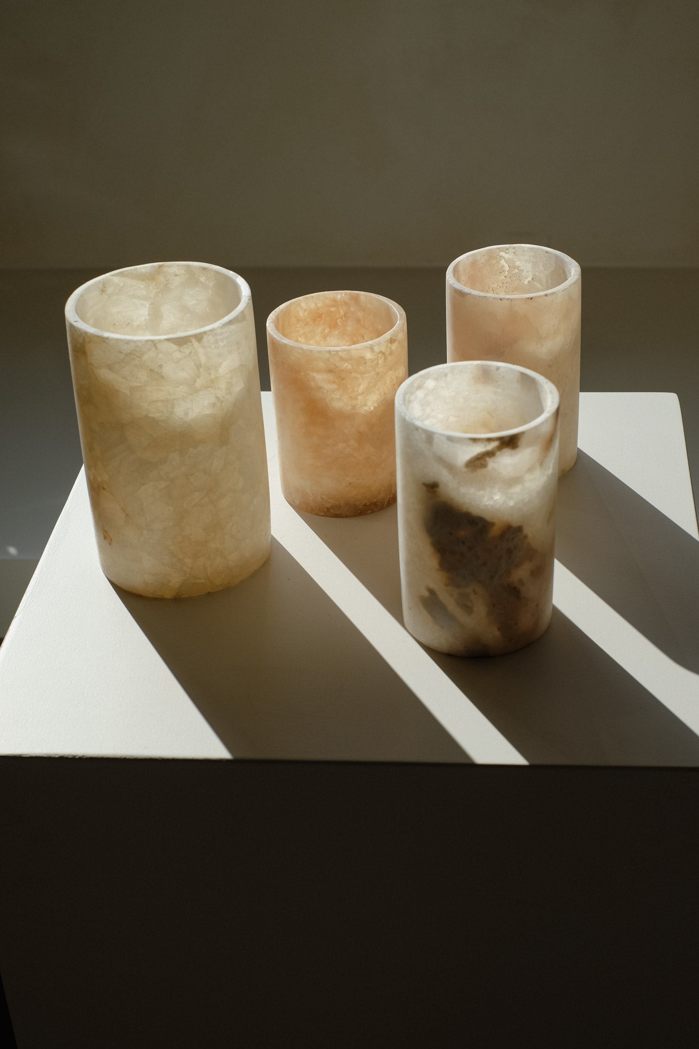 Alabaster Candle Holder — close-up of various alabaster textures