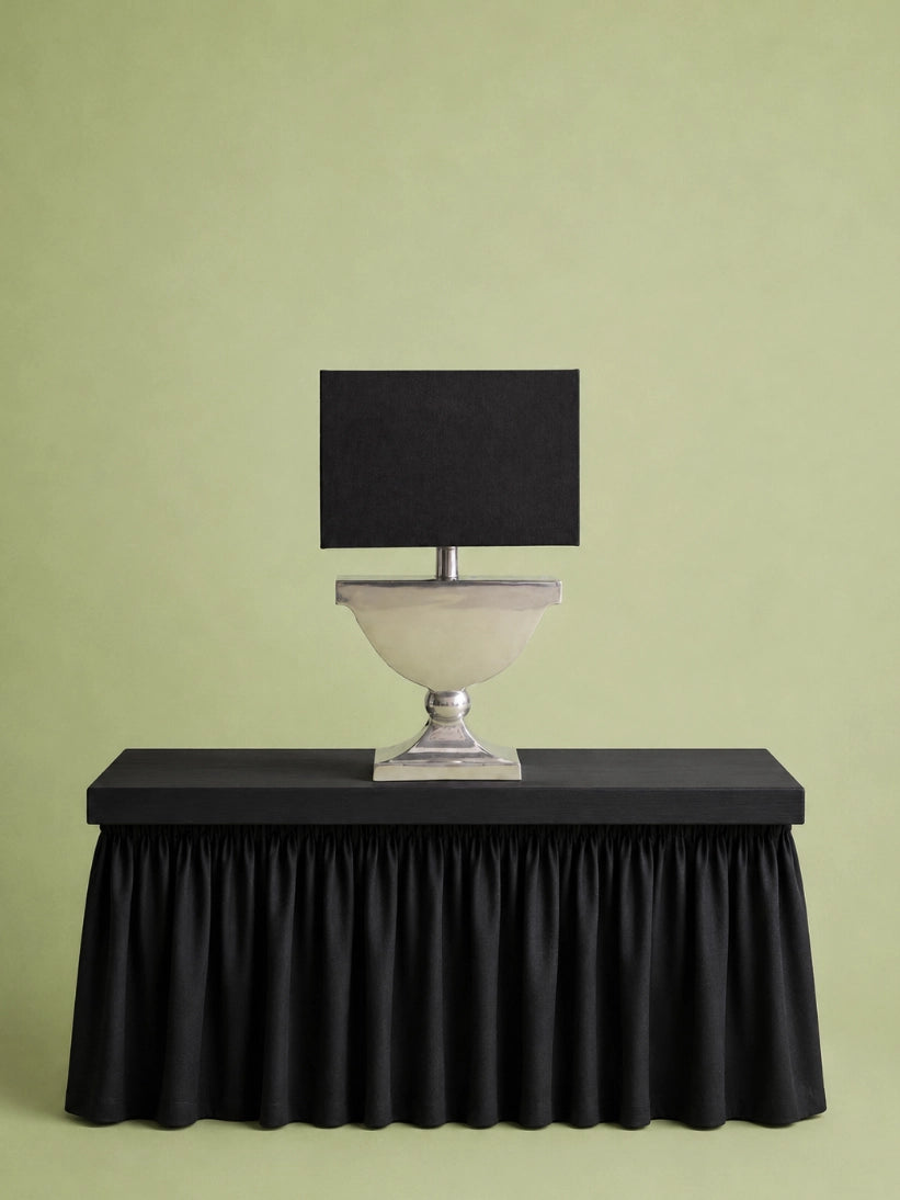 Metal and Fabric and Heavy Cast Aluminum Table Lamp - 1990s Dutch by Blisse | The Oblist