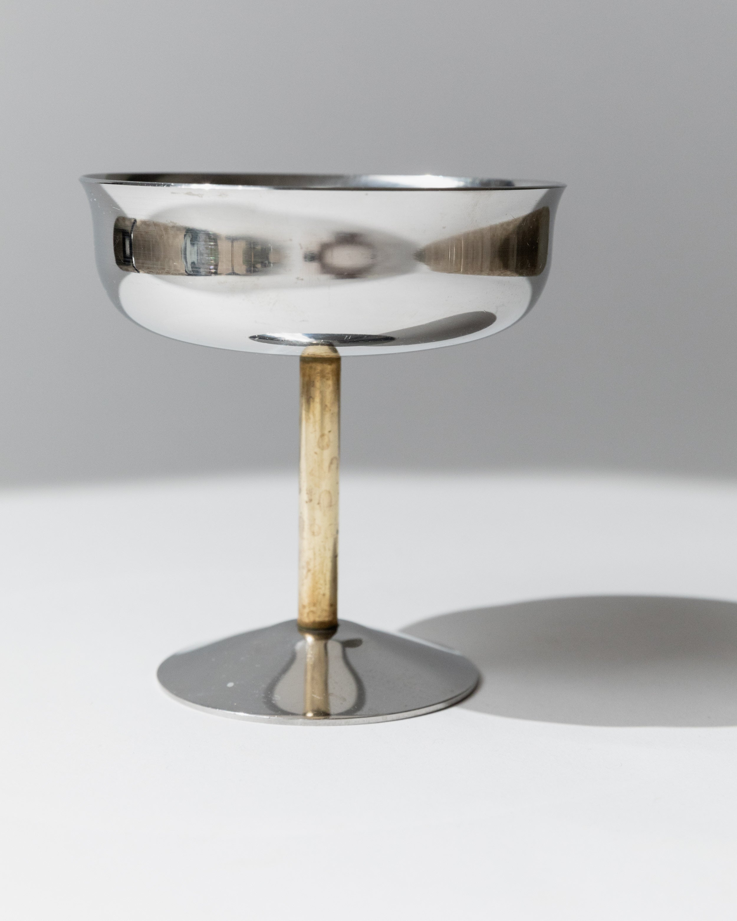 Set of 6 Champagne Coupes with Golden Stem, Italy 1970s