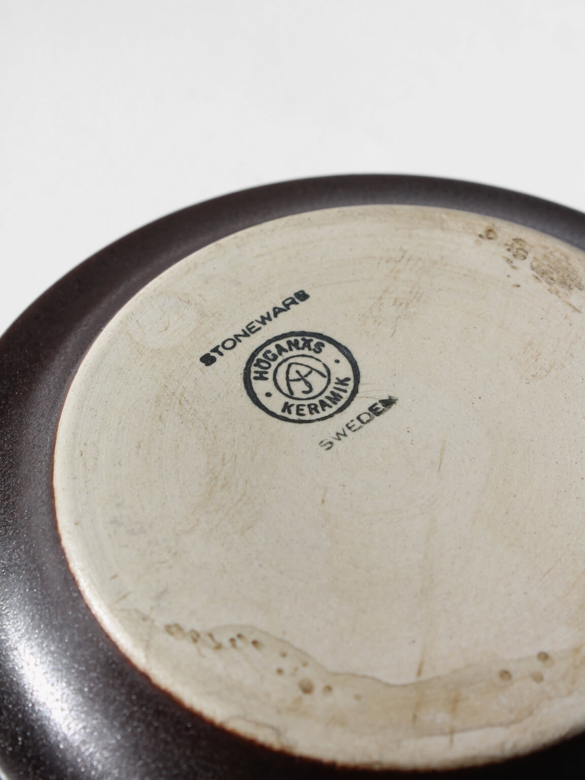 Andersson & Johanssons Brown Stoneware Bowl — underside view showing ceramic markings
