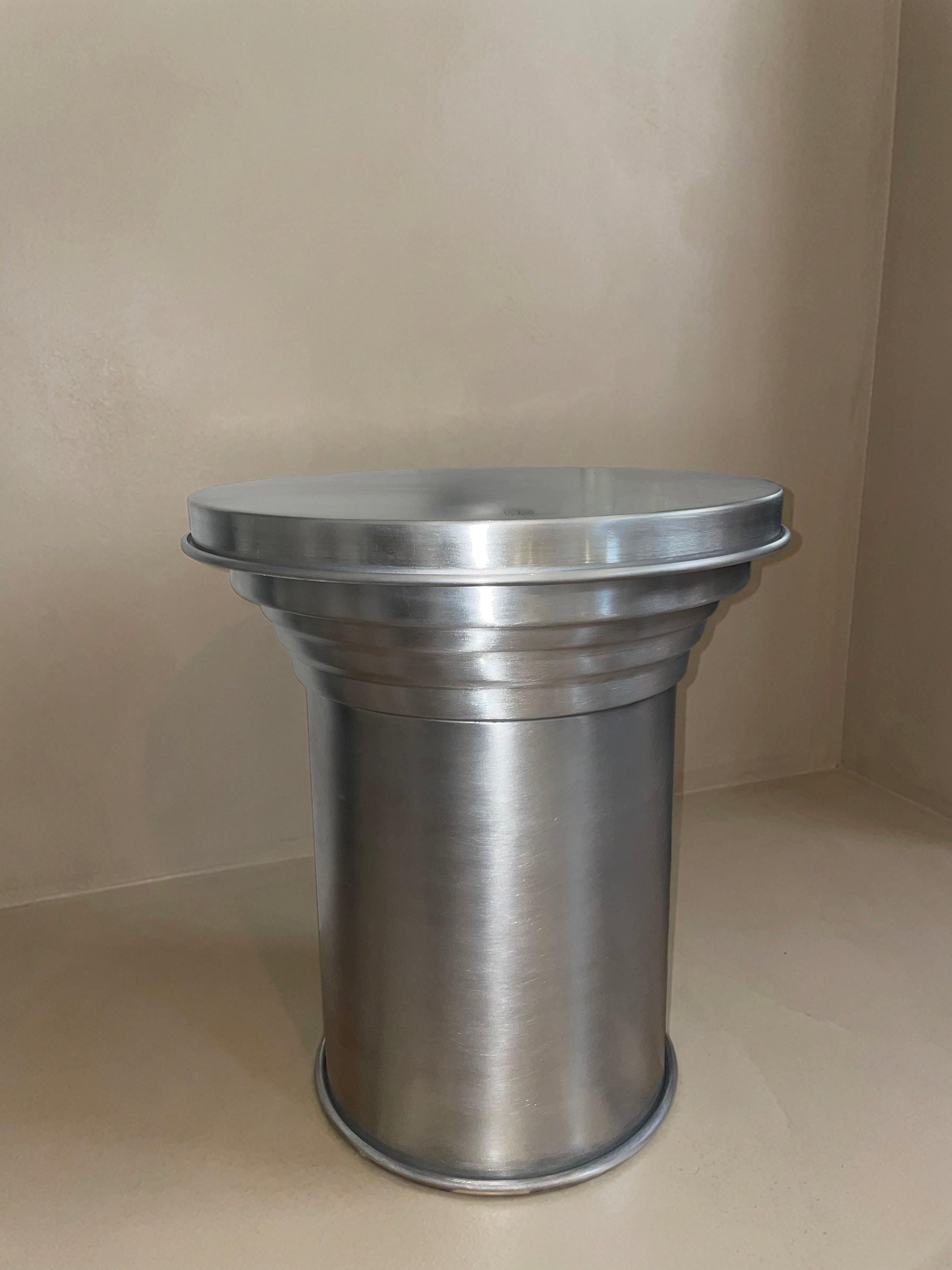 Contemporary Coffee Table in Brushed Aluminum - Art Deco Collection by CASPAL | The Oblist