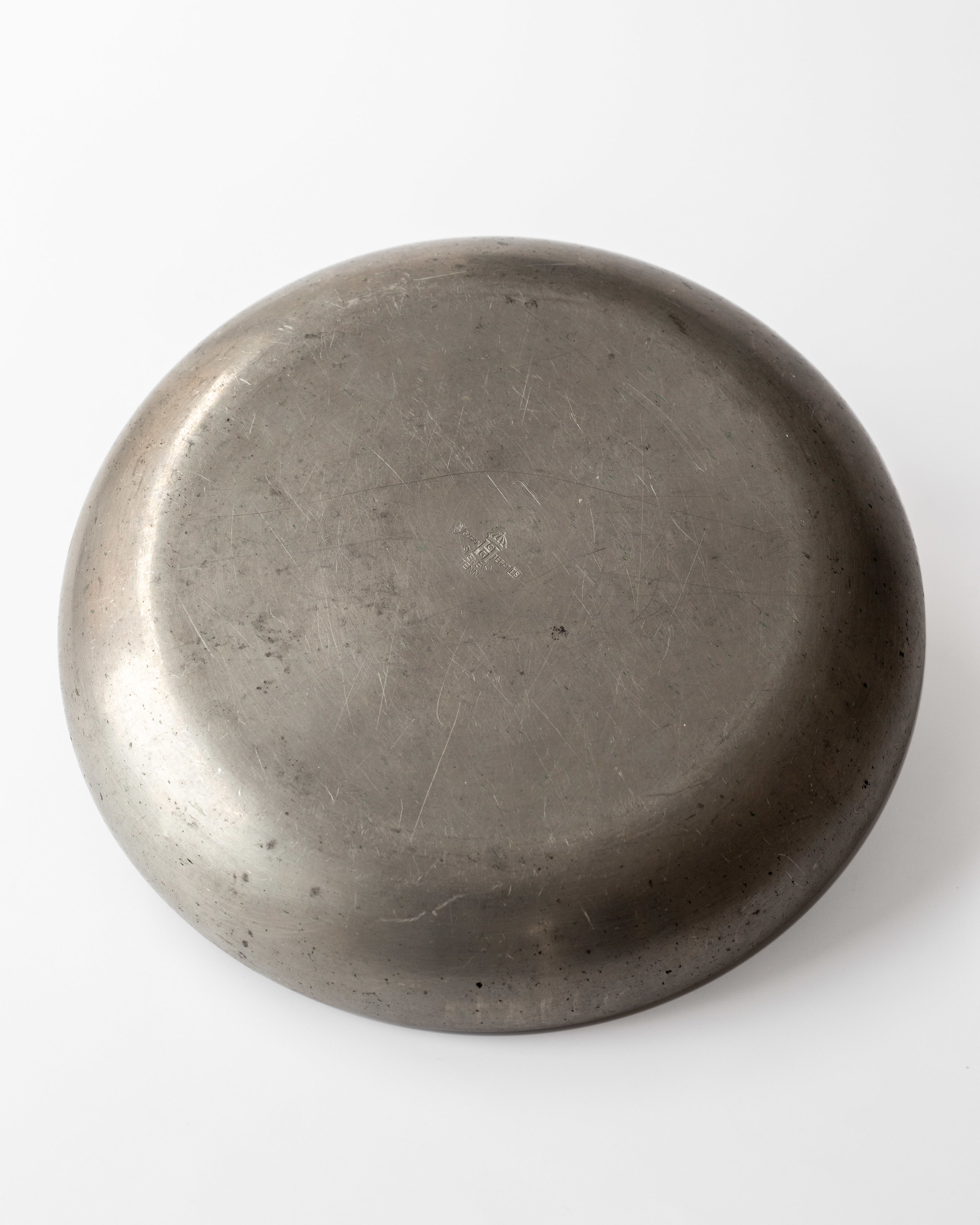Art Deco Pewter Bowl by Sylvia Stave, Sweden, 1932 — back view showing smooth metallic surface