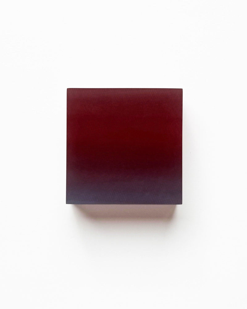 Mid-Century Modern Art Work - MOMENTUM resin with tulle by Marike Andeweg | The Oblist — deep red resin block