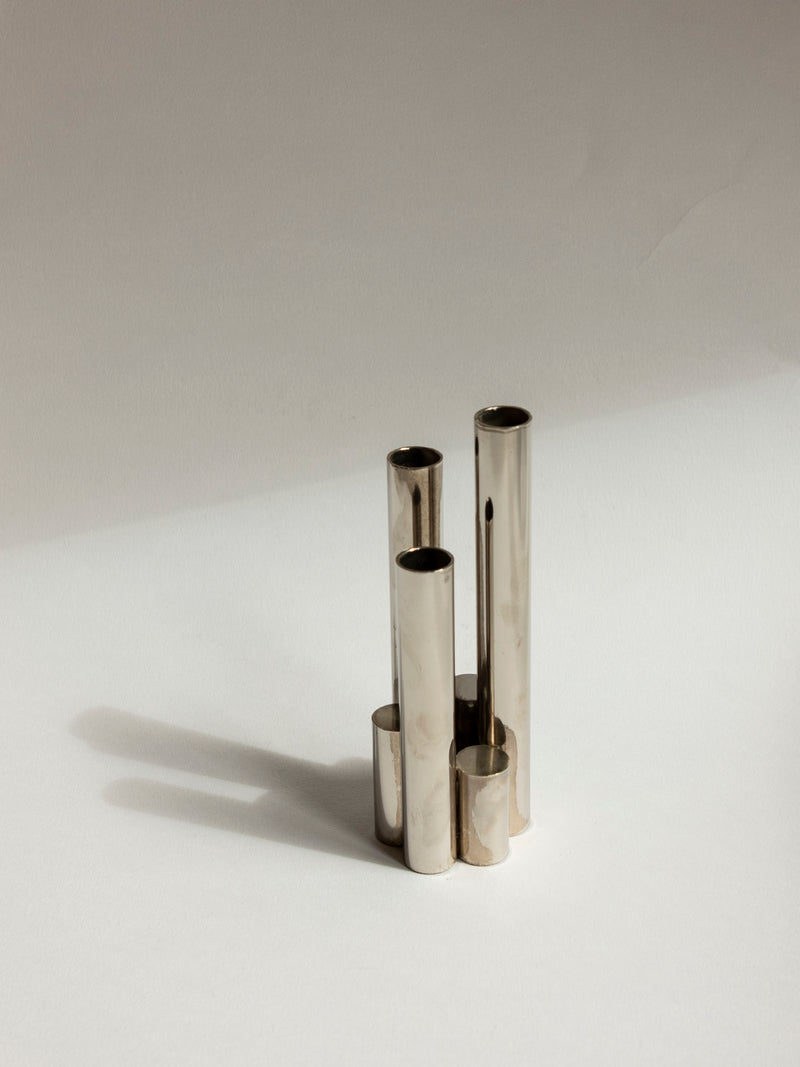 1970s Italian "Canne d'Organo" Chrome Soliflore Vase by Trove Paris | The Oblist