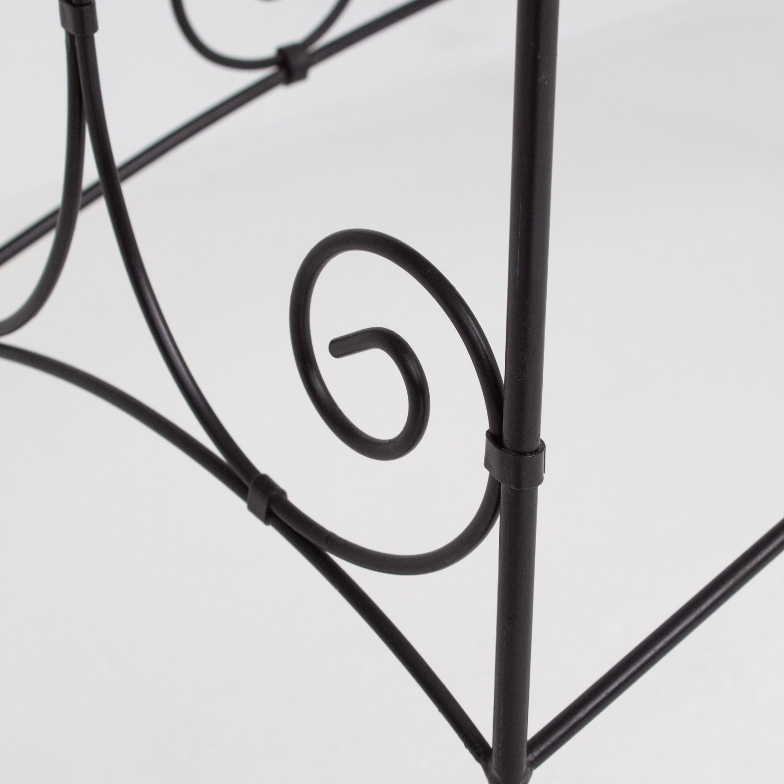 Vintage Wrought Iron Console Table With Glass Top — view 9