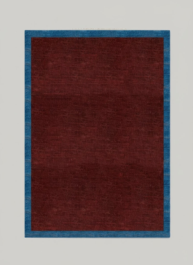 Contrast Border Kilim - Handwoven Rug by ISHKAR | The Oblist — handcrafted wool, deep red and blue