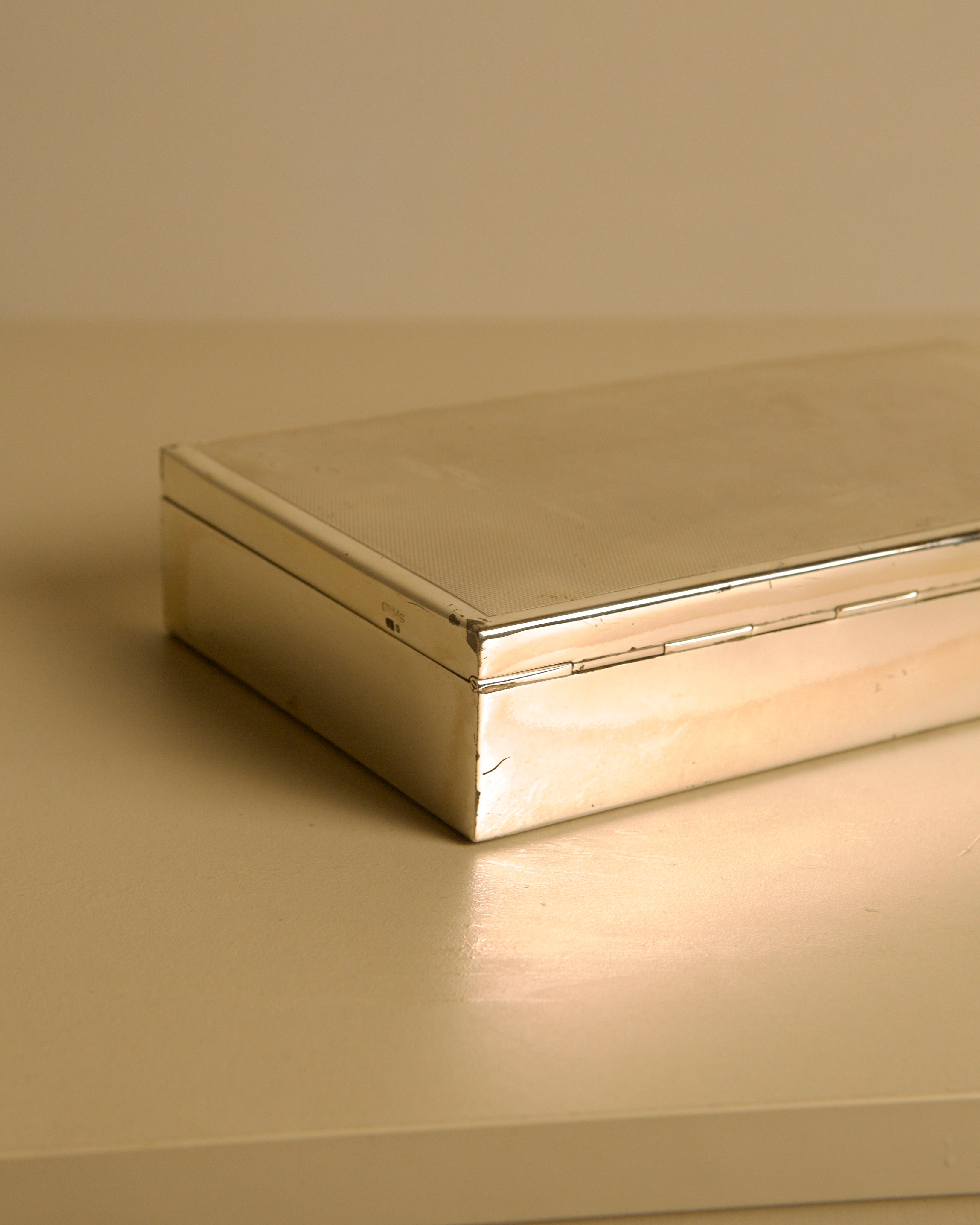 Rectangular Italian Box in Silver-plated, 1960s — top view showing reflective surface on neutral background