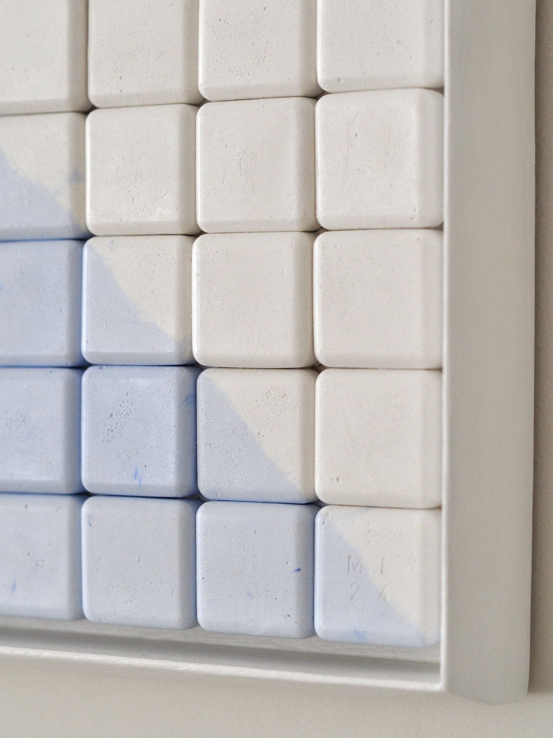 Gesso Painting No.9 - Minimalist Relief — side angle showing textured white surface