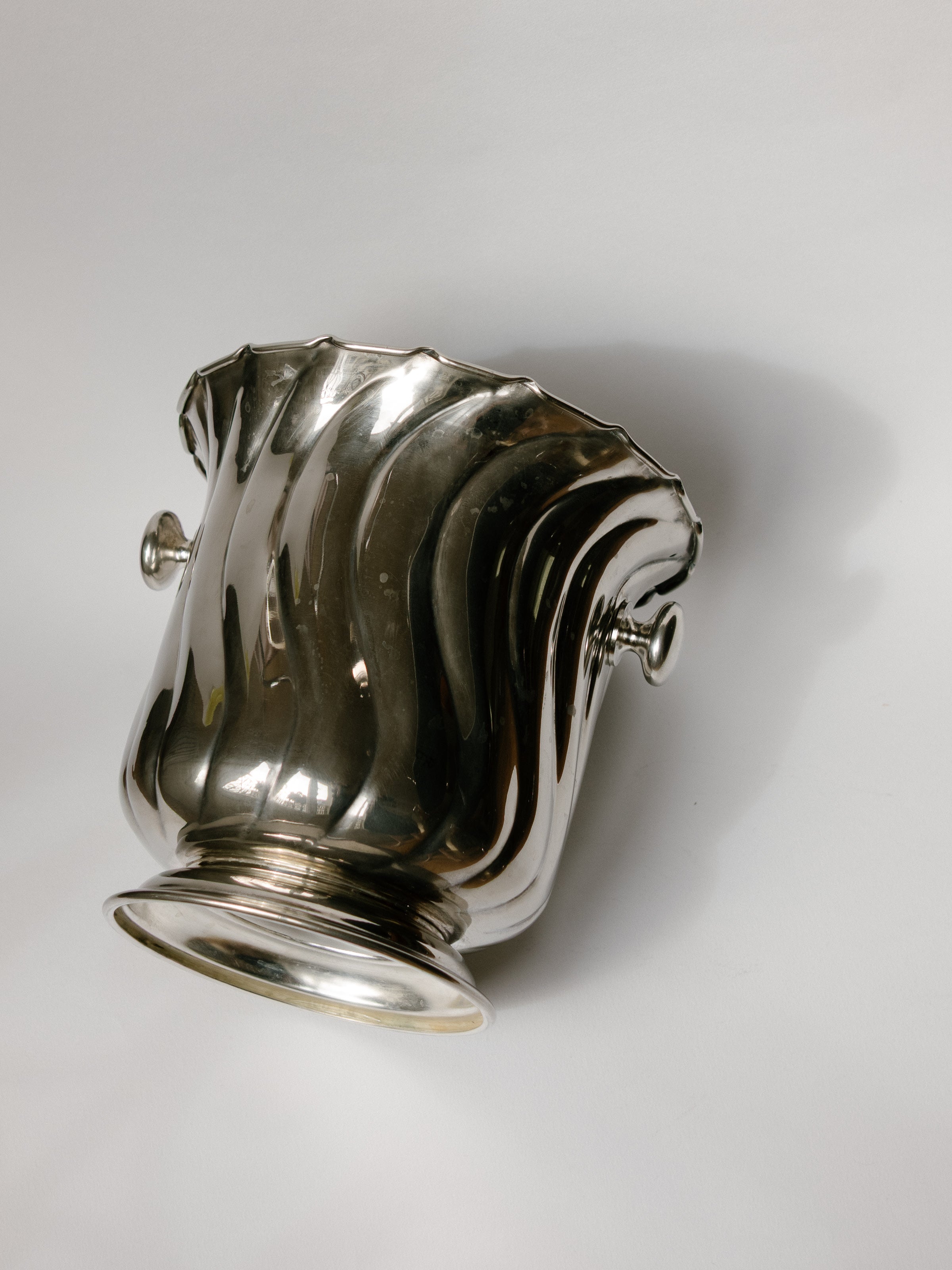 Silver-Plated Italian Fluted Champagne Bucket by Metall Art PD - c. 1970s — side angle