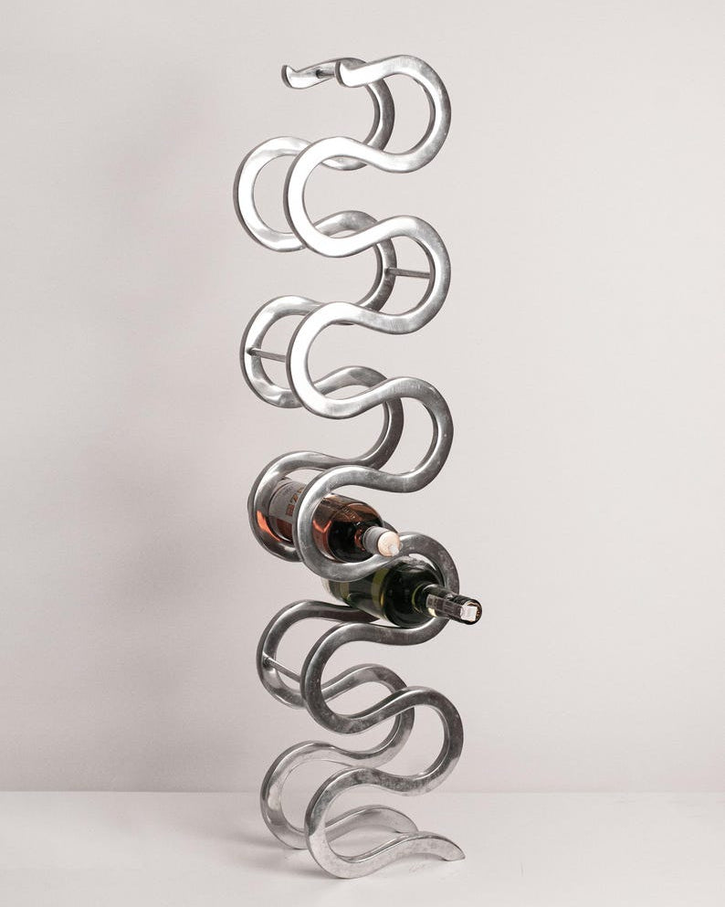Post Modern Serpent Wine Rack- Sculptural Decor — lifestyle setting