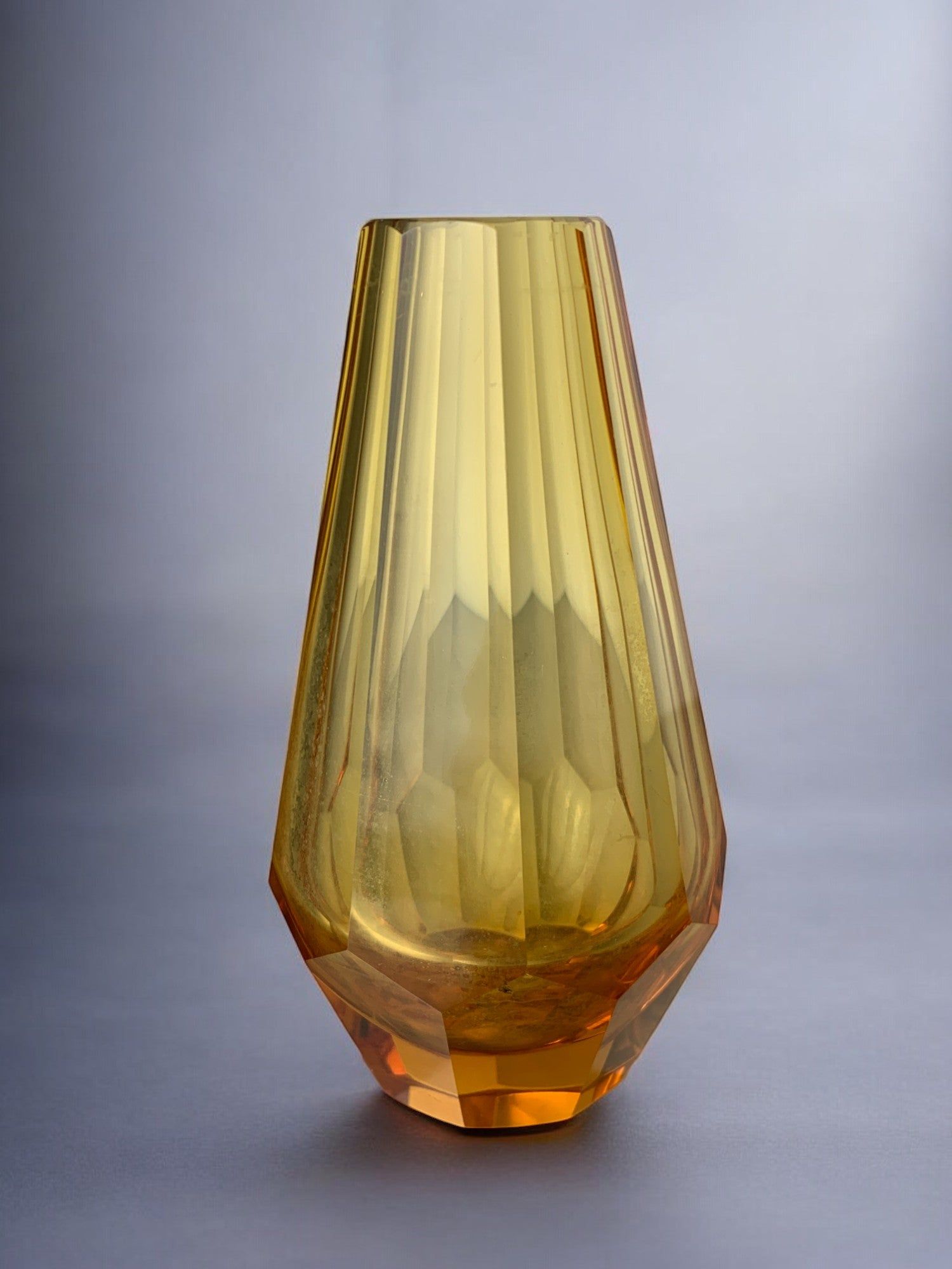 Yellow Faceted Vase by Seguso, Murano glass, Italy, 1970s | The Oblist — handcrafted yellow glass vase