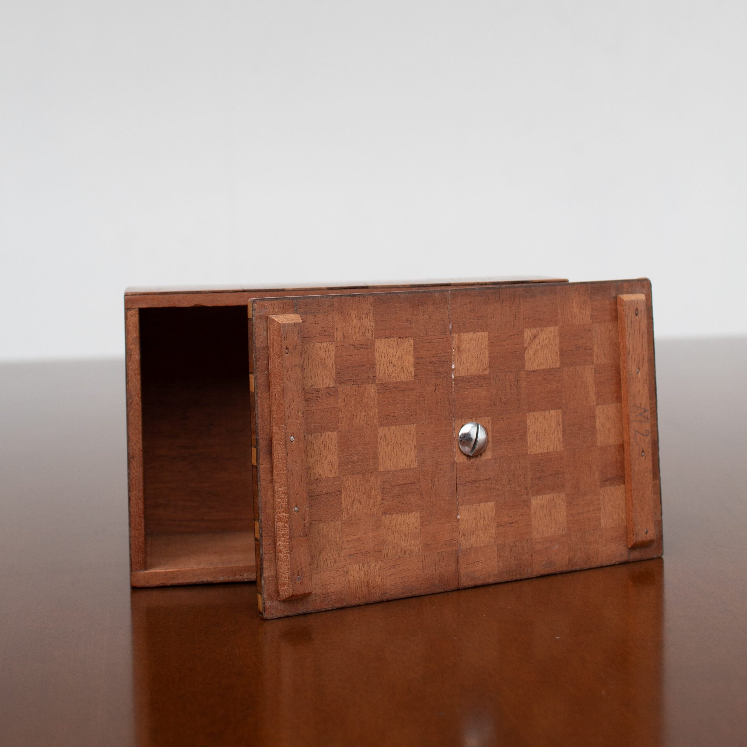 Art Deco Wooden Box with Geometric Pattern — close-up