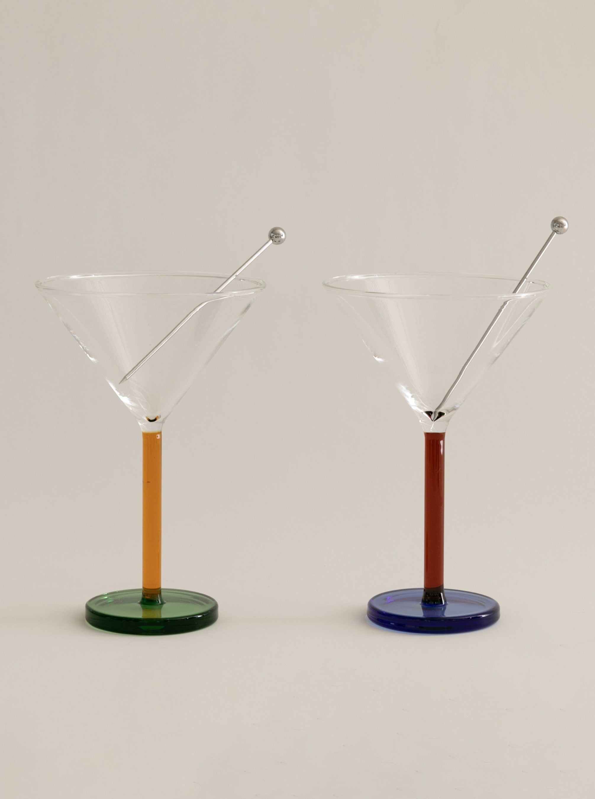 Piano Cocktail Glasses by Sophie Lou Jacobsen | The Oblist — glass with colored bases