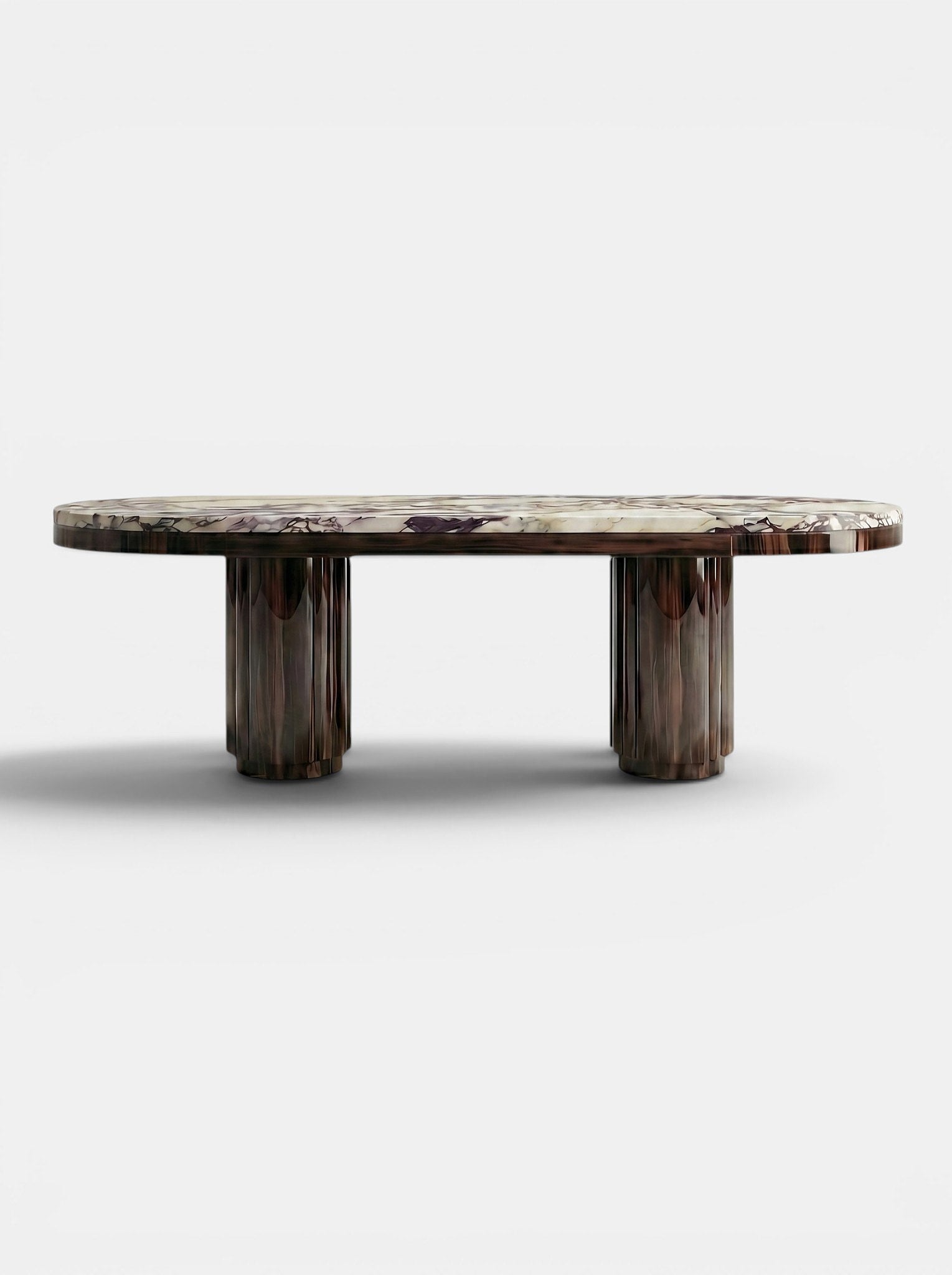Mira Wood And Calacatta Viola Dinning Table by Marbera | The Oblist
