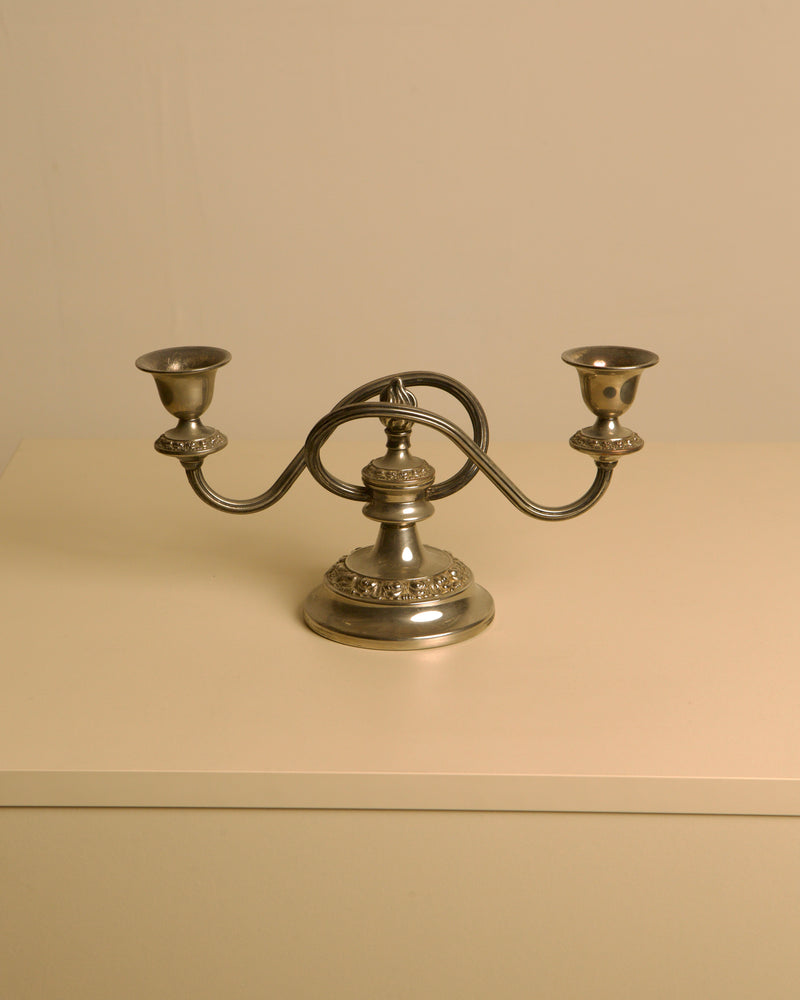 Italian Art Deco Metal Candleholders, 1930s by Treaptyque | The Oblist — vintage silver finish