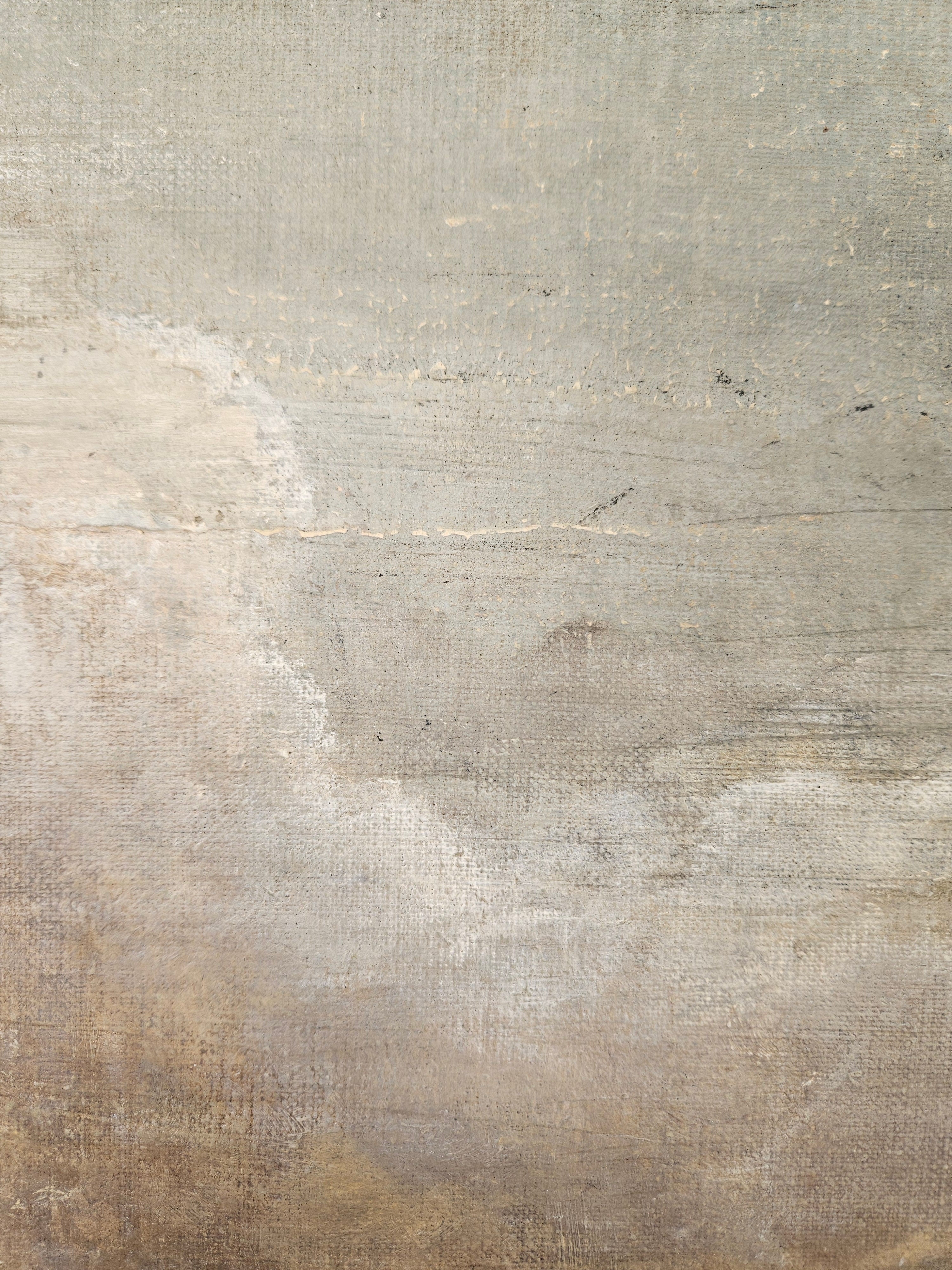 Painting on Canvas, Lime Paint and Oil "above" (40x50cm) — close-up of textured surface in neutral tones