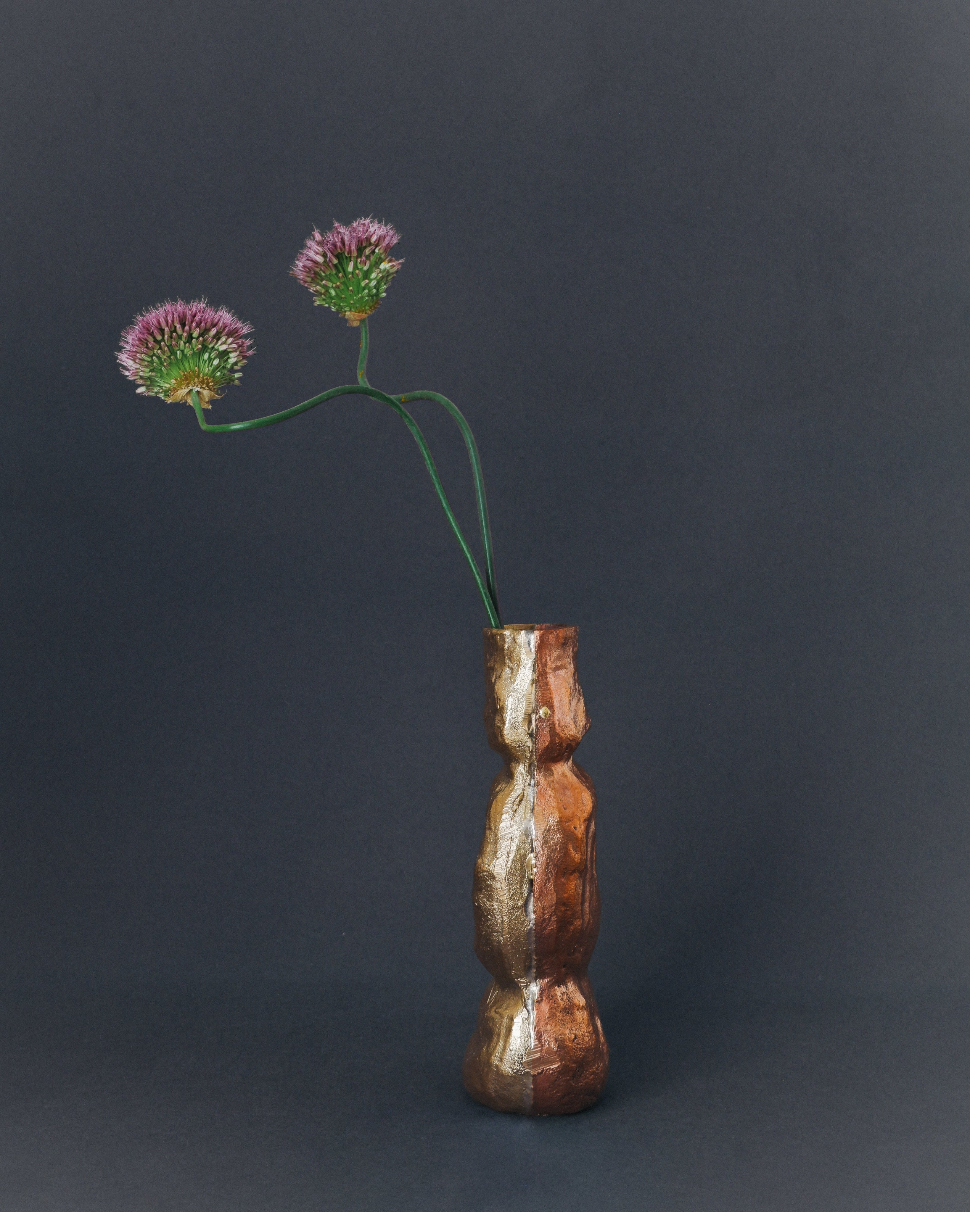 OLIO Vase No. 4 — top view of handcrafted ceramic with flowers