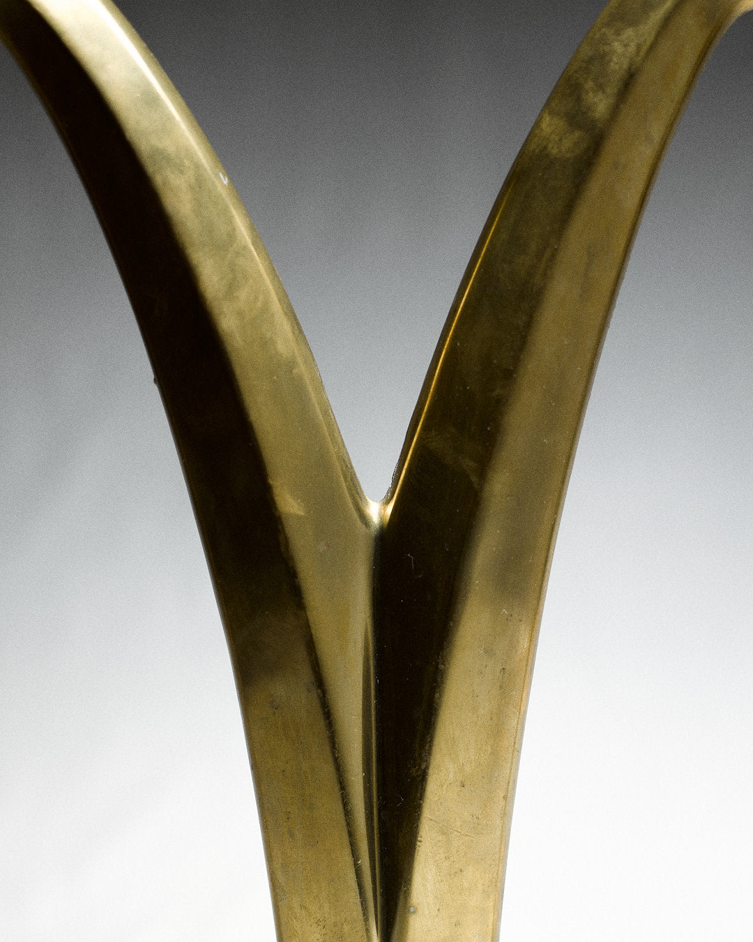 Vintage Italian McDonalds Sign in Brass — close-up of polished brass detail