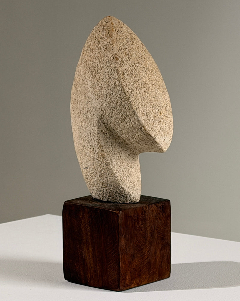 Stone Sculpture on Base by Figuresdesign | The Oblist — stone, neutral color